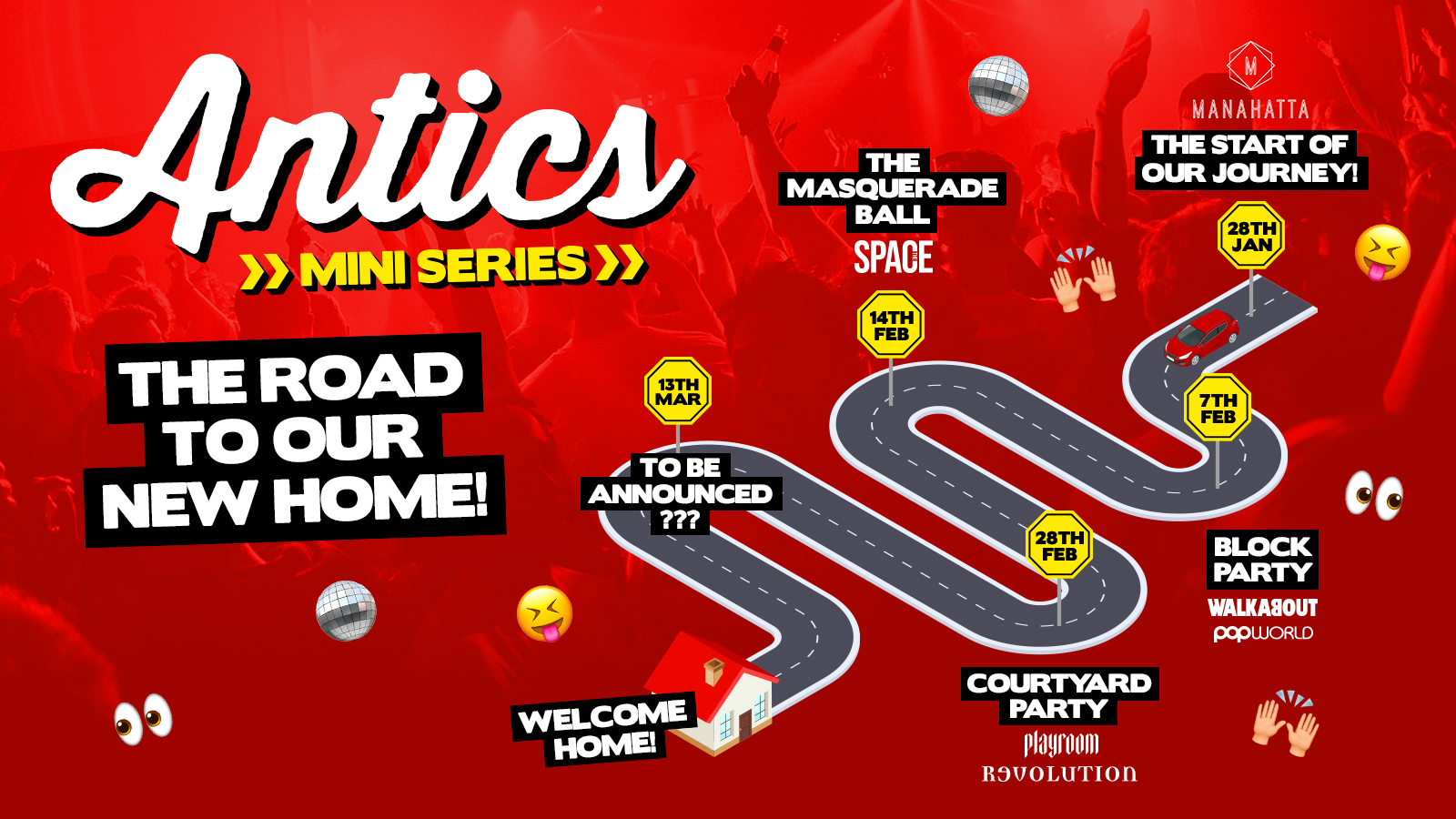 Antics Block Party @ Popworld (Cookridge street) + Walkabout (Woodhouse Lane)