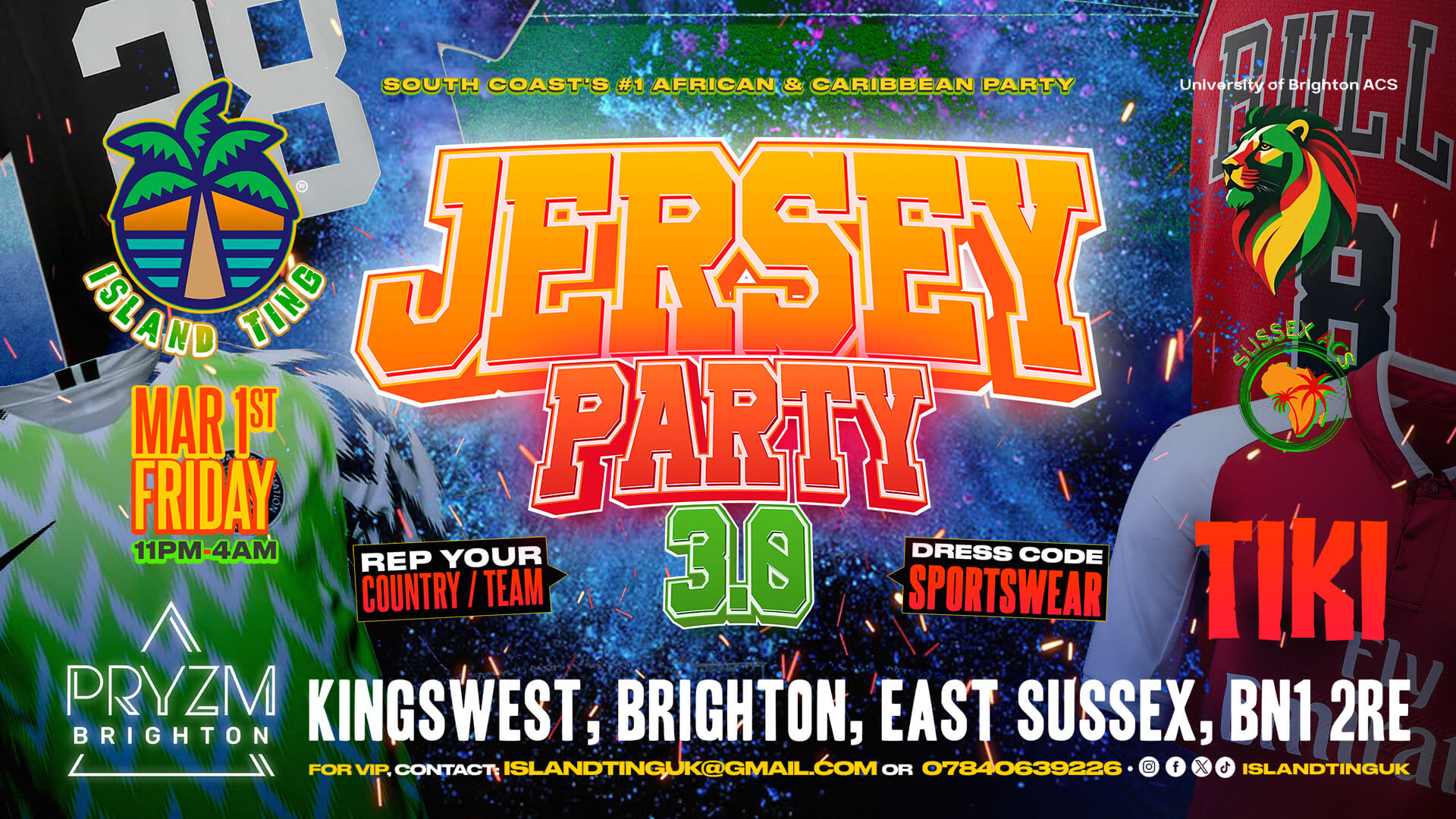 Jersey Party 3.0 Brighton🌴 (Island Ting) 🎽🏀⚽ at PRYZM Brighton