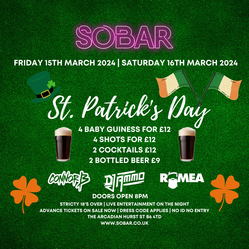 SOBAR SATURDAY – St Patrick’s Weekend!