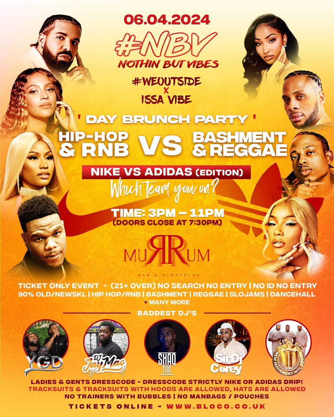 NBV HipHop & RnB VS Bashment & Reggae ‘Nike Vs Adidas’Edition