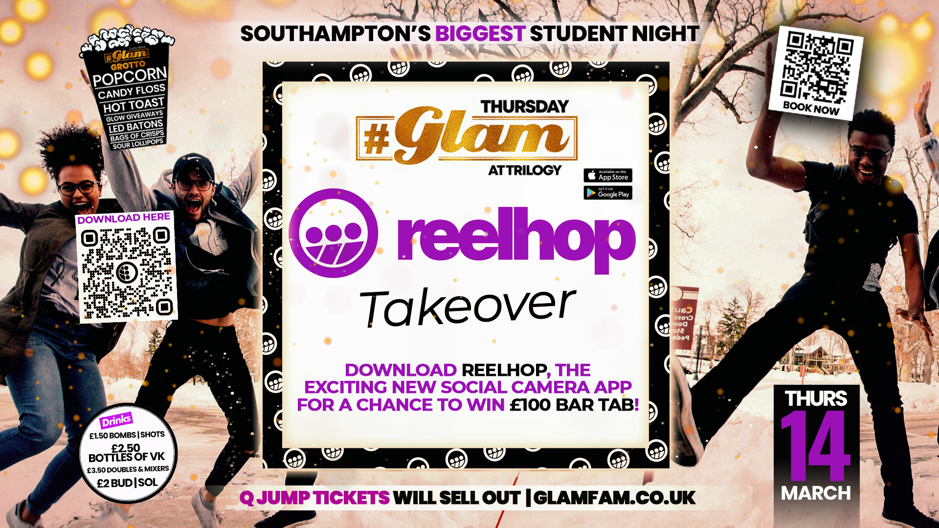 Glam – Southampton’s Biggest Student Night – ReelHop Takeover 📲