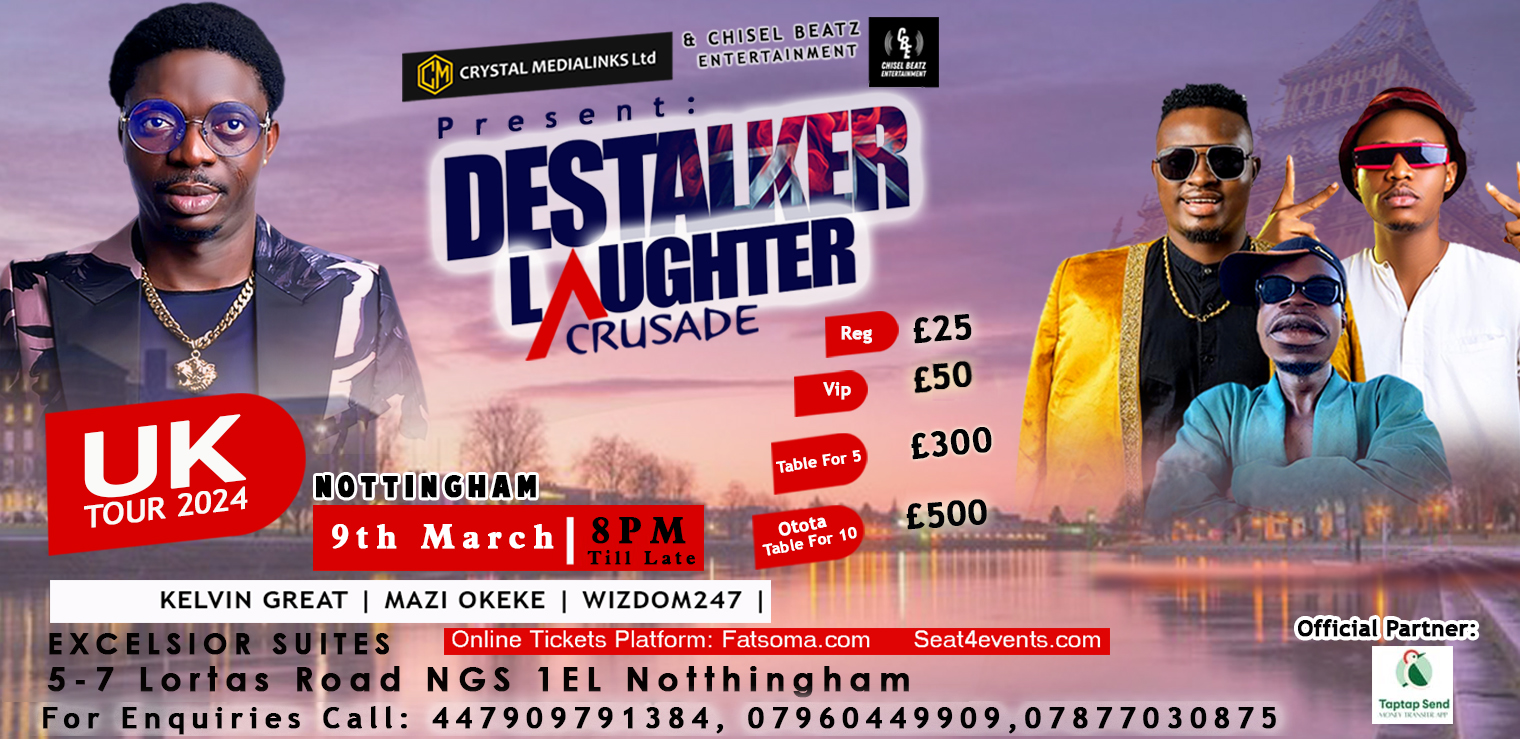 DESTALKER LAUGHTER CRUSADE UK TOUR 2024 at Excelsior Suites Ltd