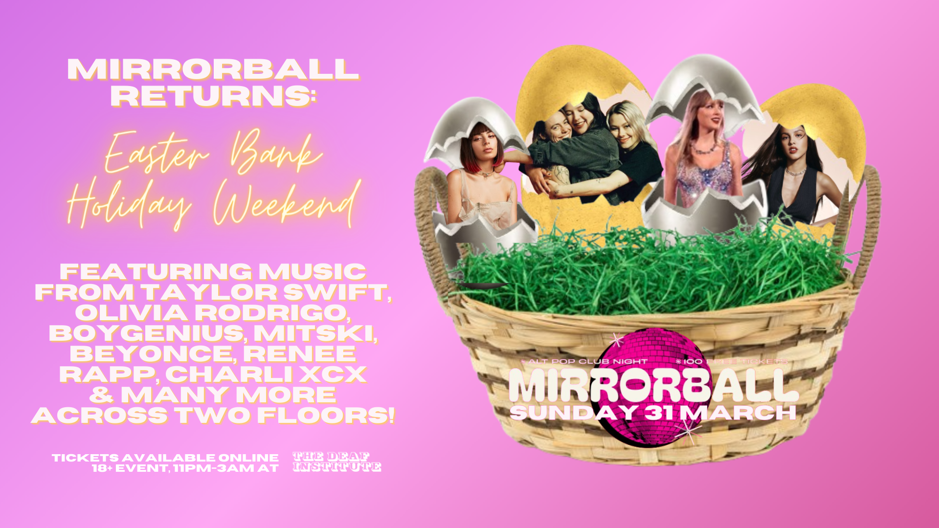 MIRRORBALL – Alt Pop Club Night 🪩 EASTER BANK HOLIDAY🐣