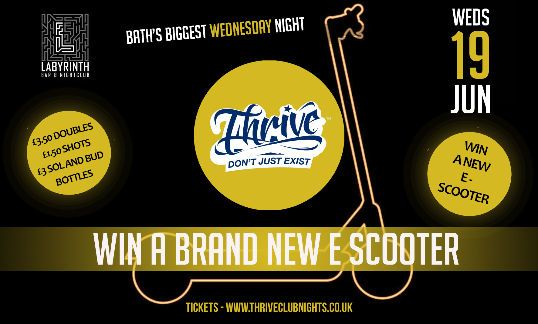 Thrive Wednesdays – WIN AN ESCOOTER!! 🛴 Bath’s Biggest Wednesday Night! ❤️‍🔥