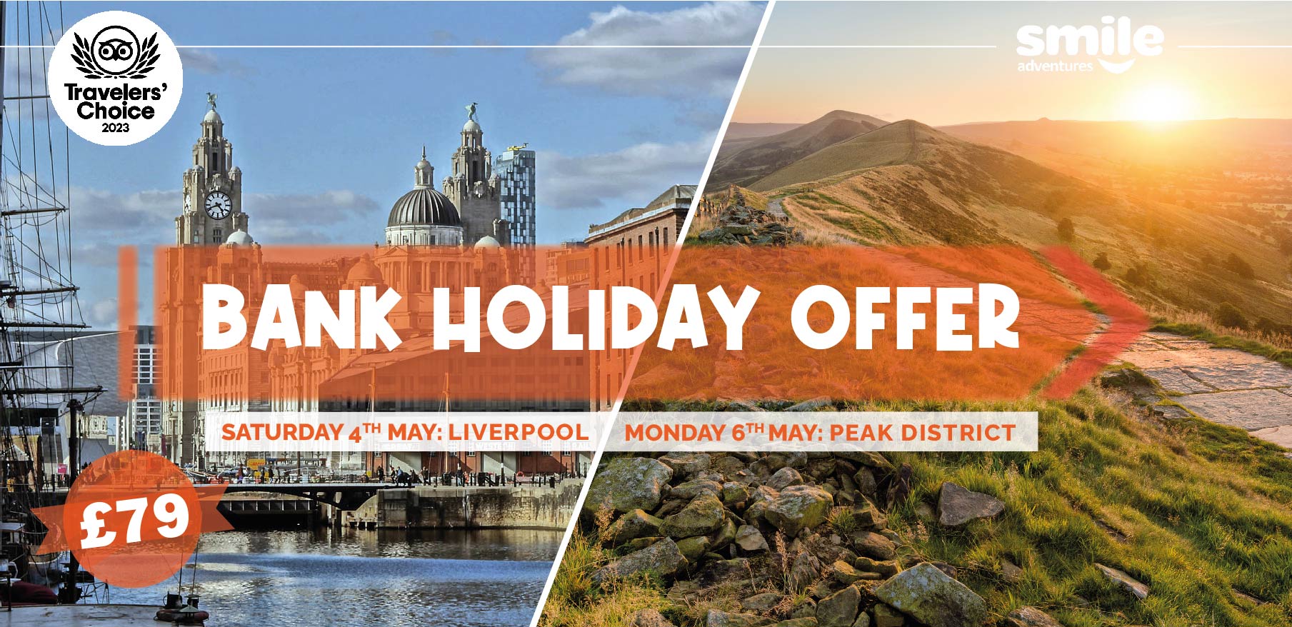 BANK HOLIDAY OFFER – Liverpool Day Trip 04.05.24 / Peak District Tour 06.05.24