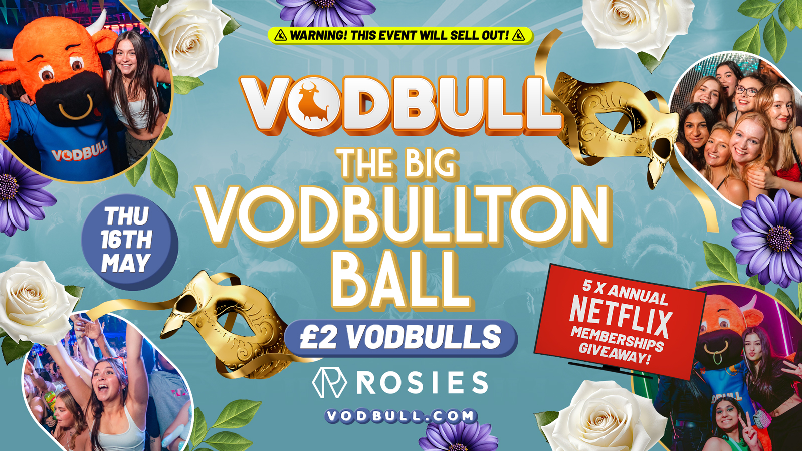 🧡 VODBULL at ROSIES!! [FINAL TIX!!] 🎭 The BIG VODBULLTON BALL 🎭 16/05 🧡