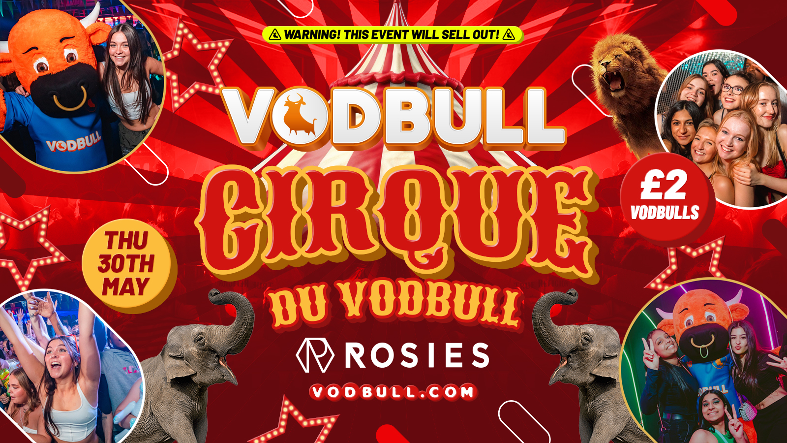 🧡 VODBULL at ROSIES!!  [FINAL TIX]🎪CIRQUE DU VODBULL 🎪 30/05 🧡