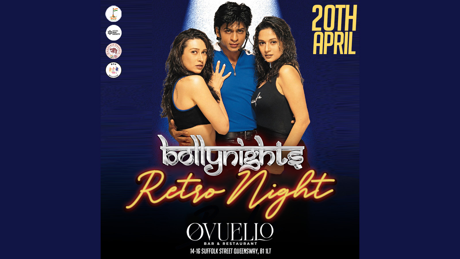 Bollynights Birmingham RETRO NIGHT – Saturday 20th April | OVUELLO