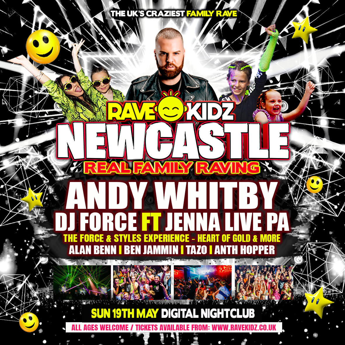 Rave Kidz Newcastle: Andy Whitby, DJ Force Ft Jenna Live PA