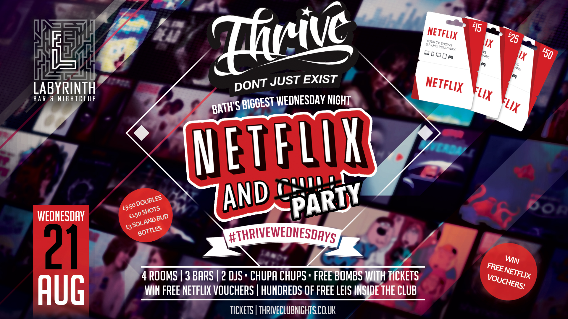 Thrive Wednesdays – NETFLIX AND PARTY!! 🎬 Bath’s Biggest Wednesday Night! ❤️‍🔥