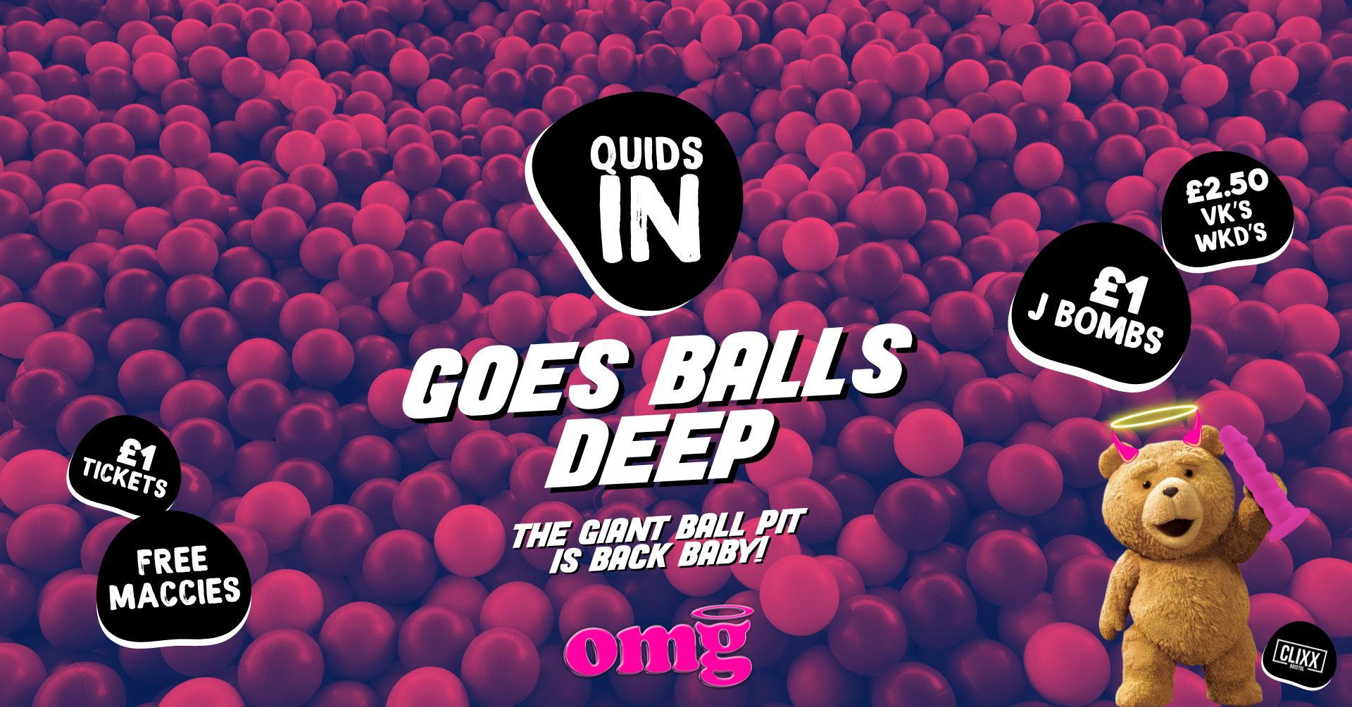 QUIDS IN 🐻 Balls Deep At OMG – The giant ball pit is back baby!