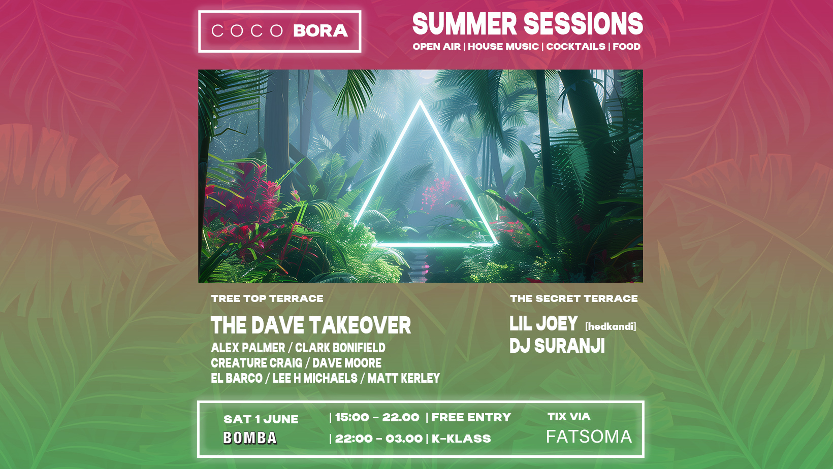 DAY TERRACE PARTY – HOUSE MUSIC – COCO BORA – BOMBA – SAT 01 JUNE – EXETER