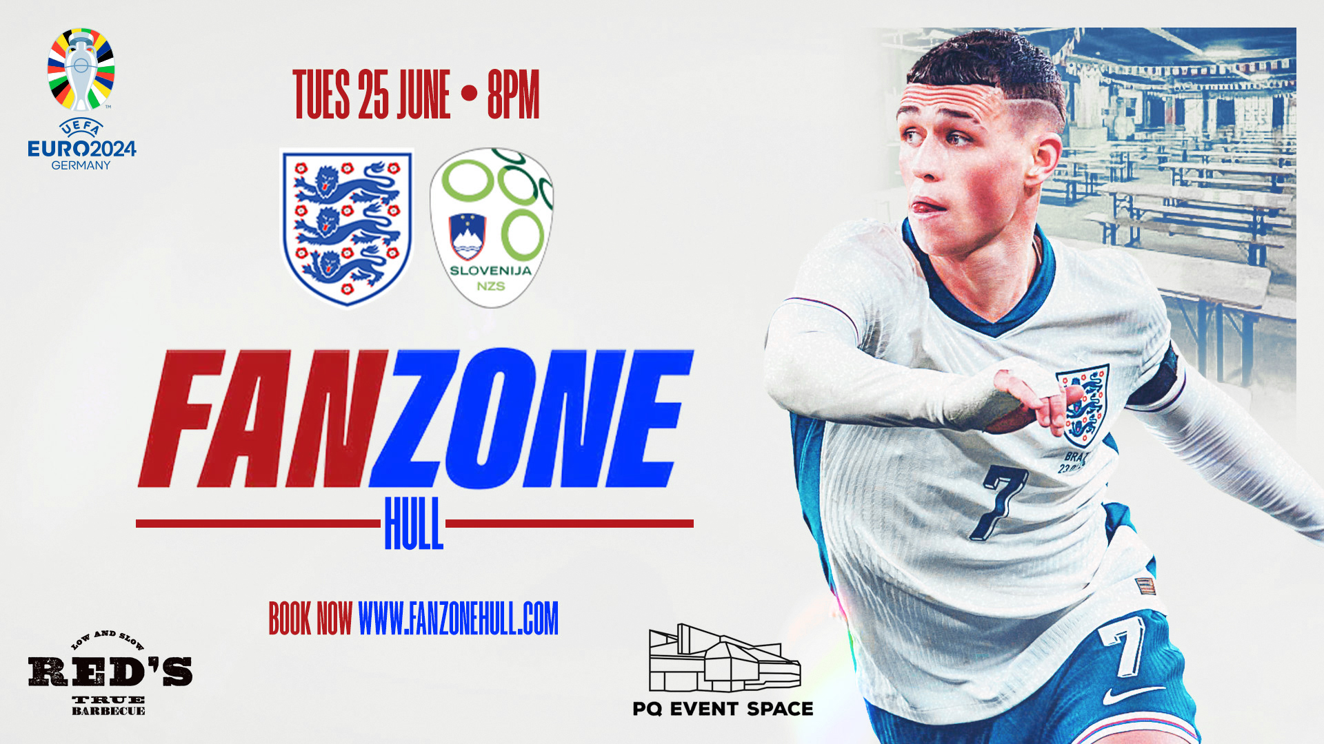 ENGLAND VS SLOVENIA- 8PM KICK OFF- EURO 2024 FANZONE HULL