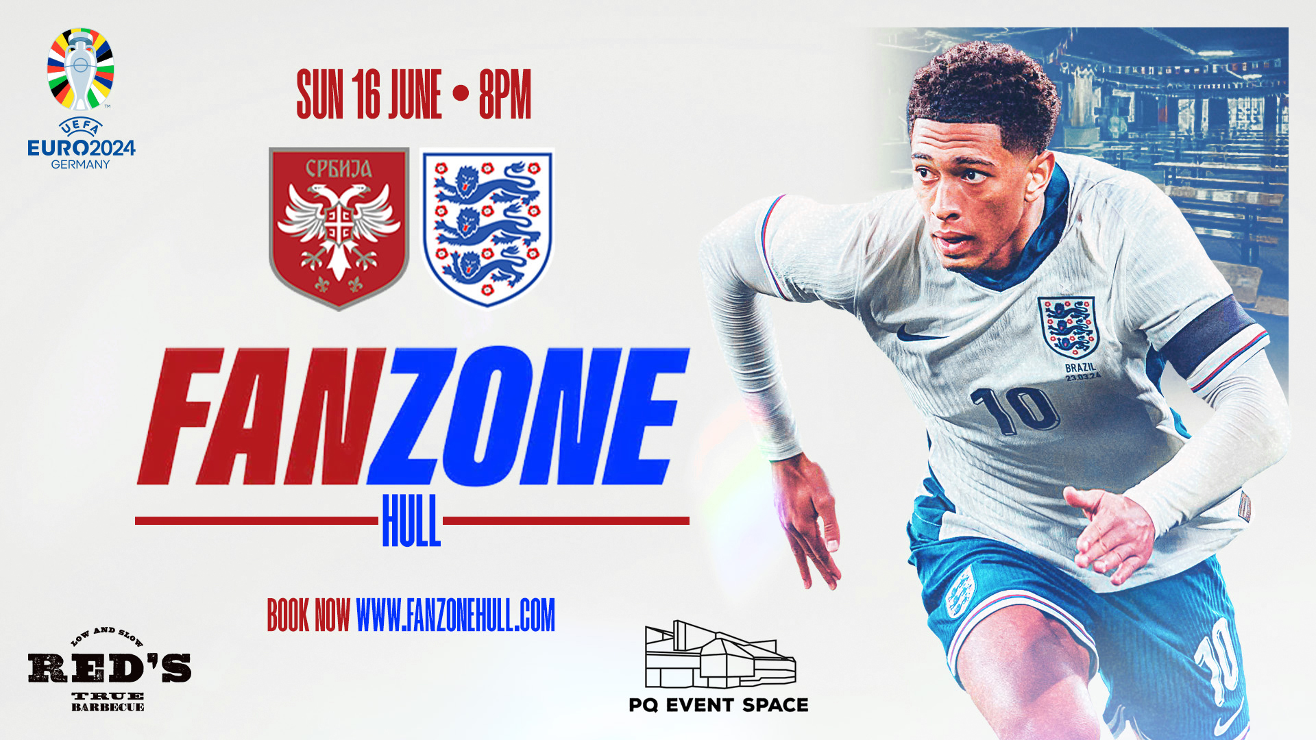 ENGLAND VS SERBIA- 8PM KICK OFF- EURO 2024 FANZONE HULL