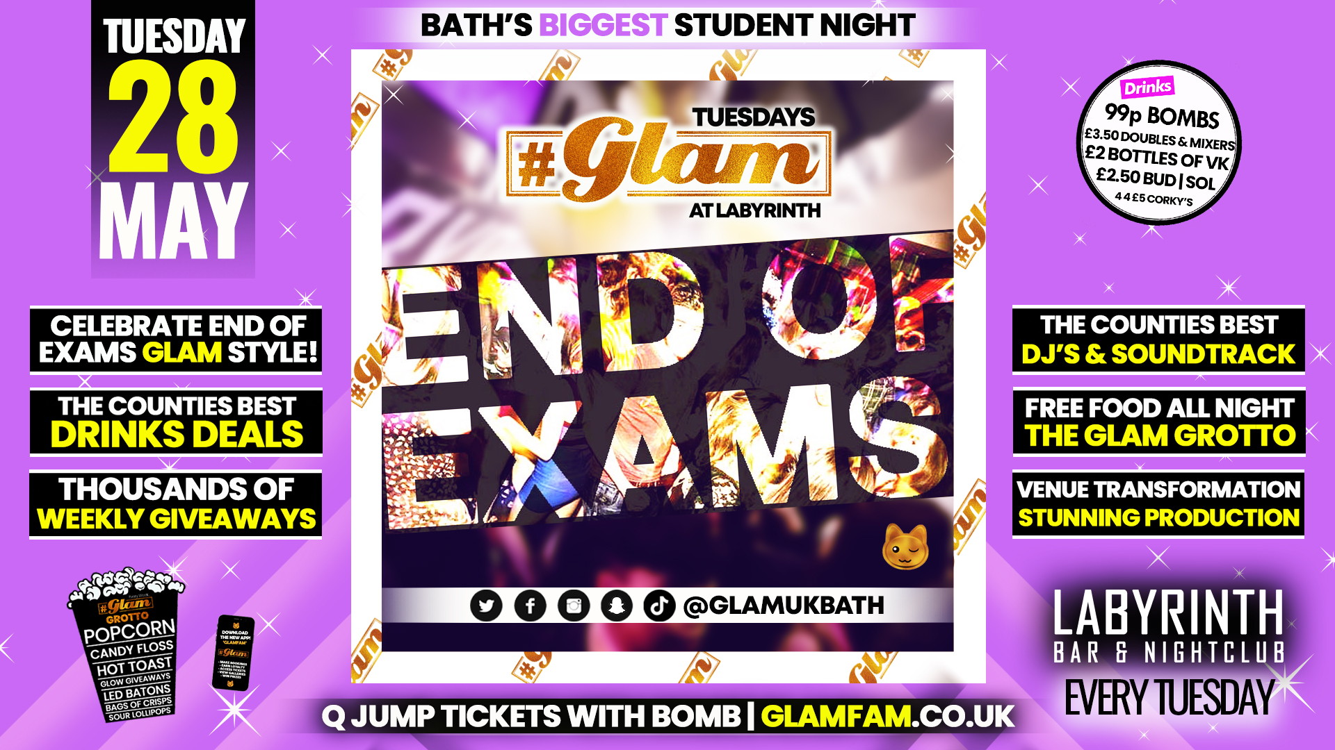 Glam – END OF EXAMS BLOW OUT!! Bath’s Biggest Student Night 😻 | Tuesdays at Labs