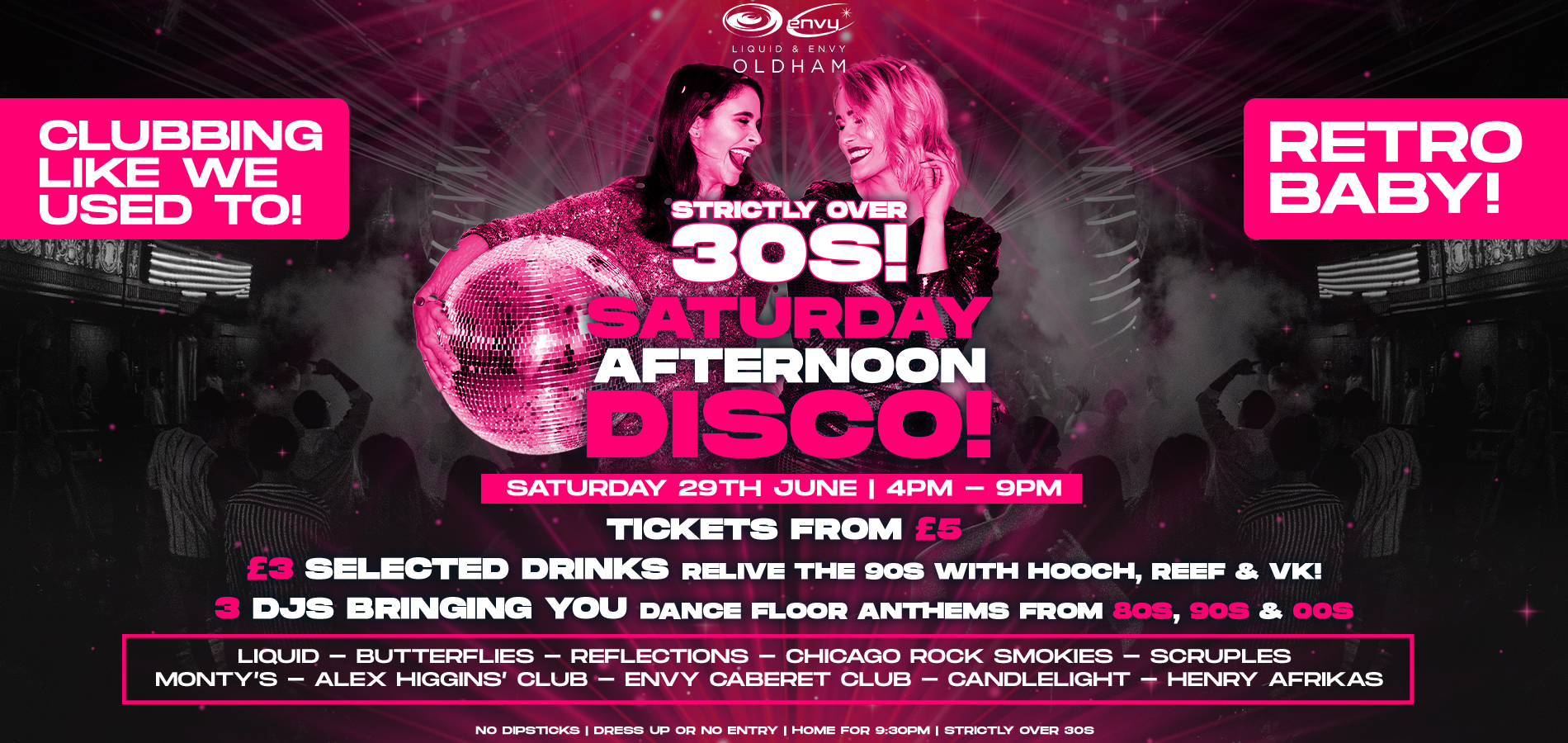 SATURDAY AFTERNOON DISCO OVER 30s ONLY at Liquid & Envy Oldham, Oldham