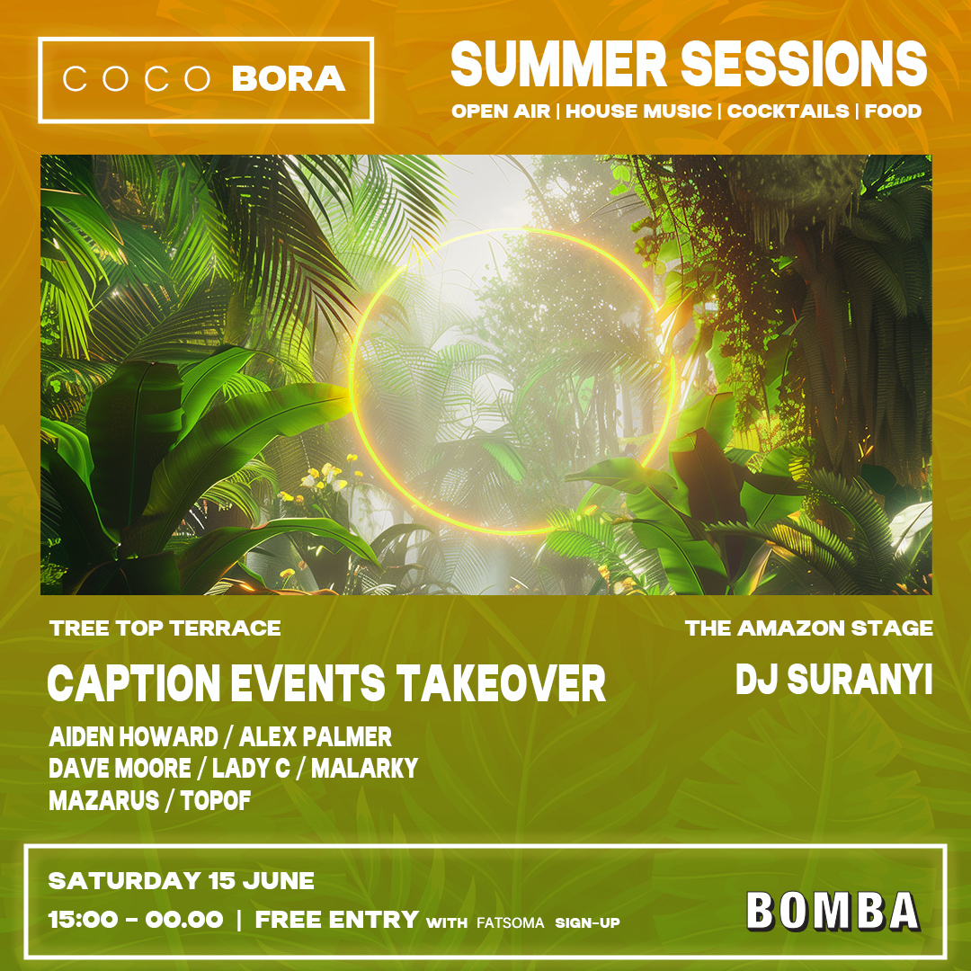 DAY TERRACE PARTY – HOUSE MUSIC – COCO BORA – BOMBA – SAT 15 JUNE – EXETER