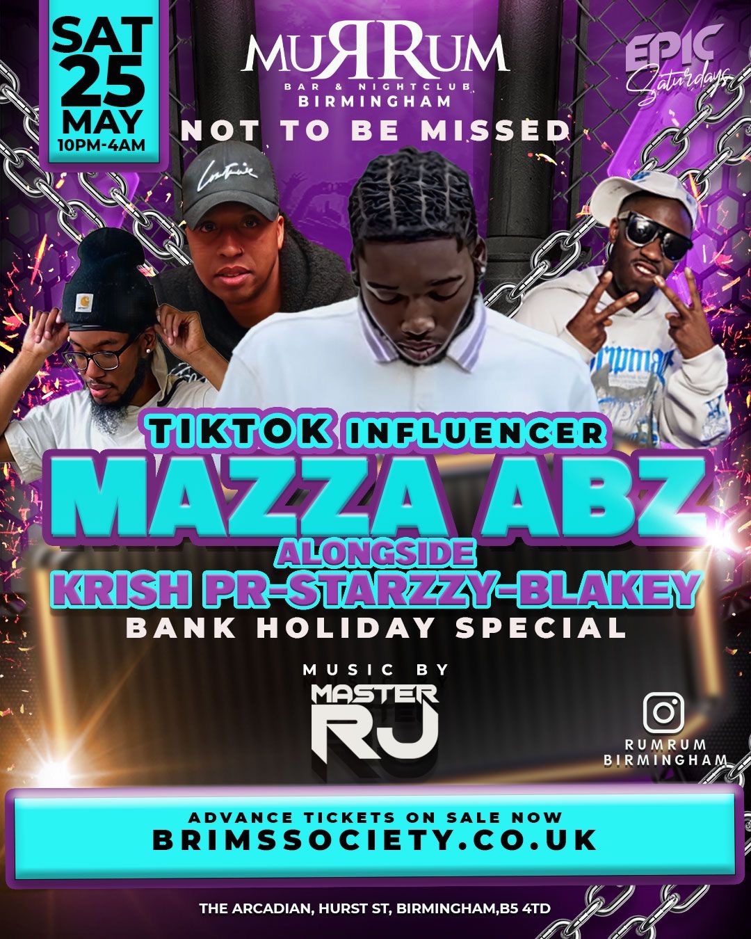 MAZZA ABZ & ARCADIAN INFLUENCERS 🔞 – BANK HOLIDAY SPECIAL😁🍾FREE ENTRY BEFORE 1am with Online Tickets