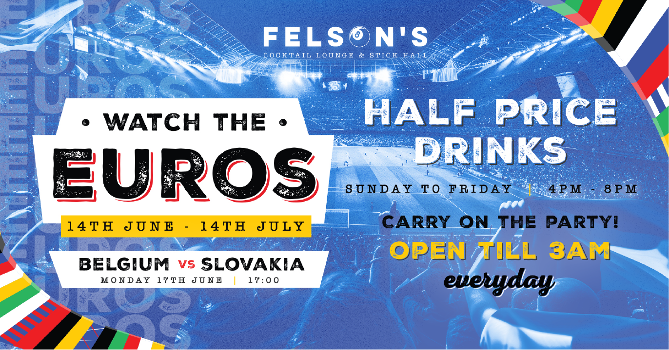 Euros 2024 Belgium vs Slovakia at Felsons Bournemouth, Bournemouth