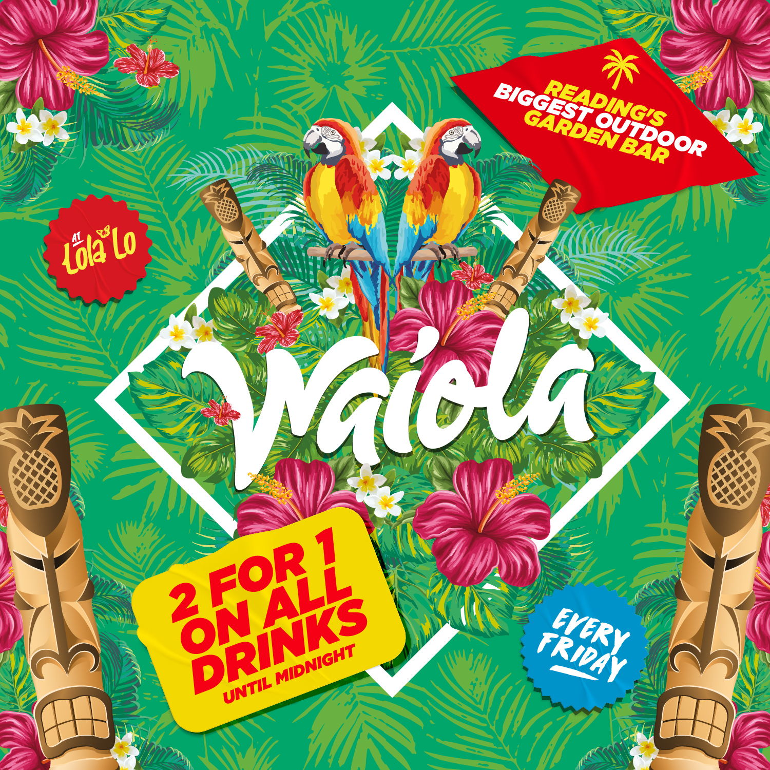 Waiola : 2 For 1 Drinks Until Midnight🍹