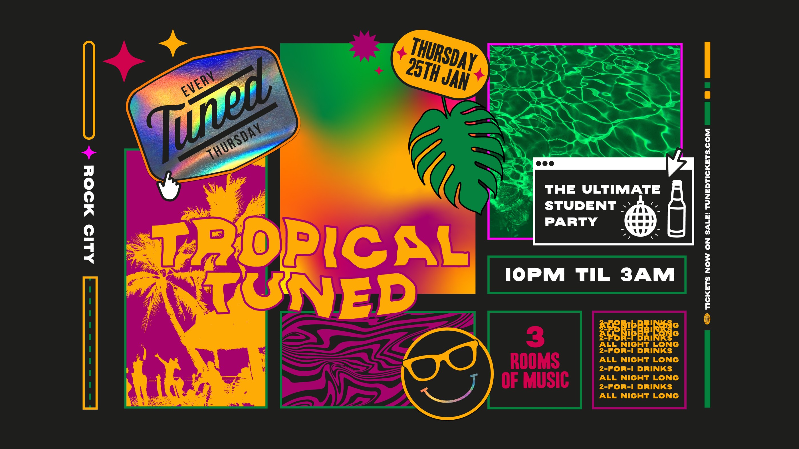 Tuned – TROPICAL TUNED EOT SUMMER PARTY – Nottingham’s Biggest Student Night – 2-4-1 Drinks All Night Long – (inc Silent Disco In Beta Room) 20/06/24