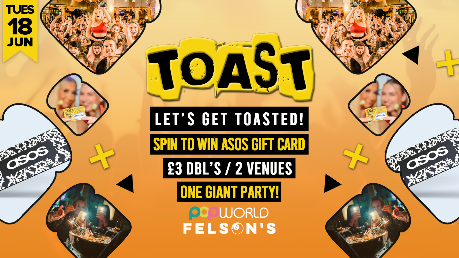 Toast • Spin To Win ASOS Gift Card • Popworld & Felsons