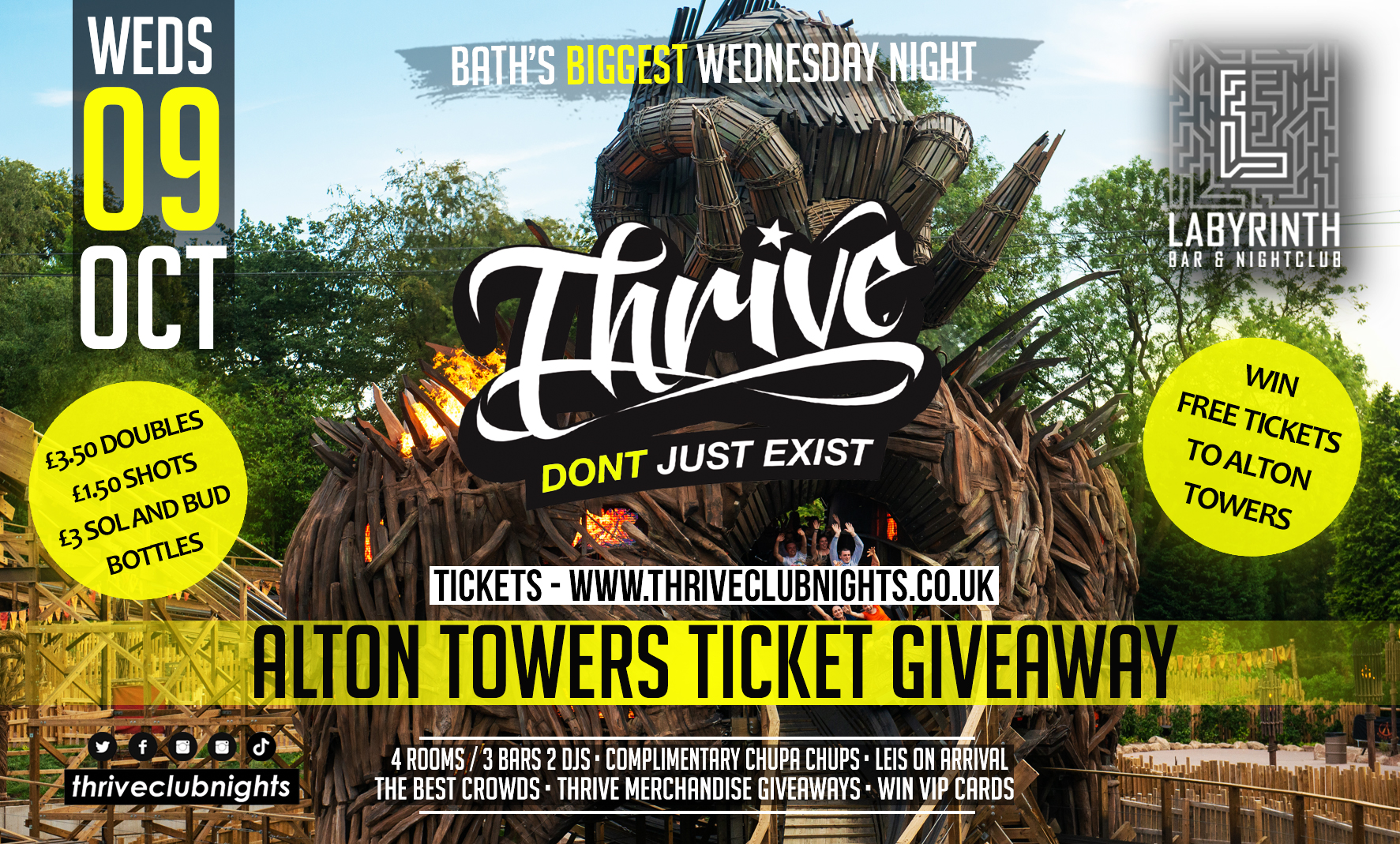 Thrive Wednesdays – 🎢﻿ ALTON TOWERS GIVEAWAY 🎢 Bath’s Best Wednesday Night!