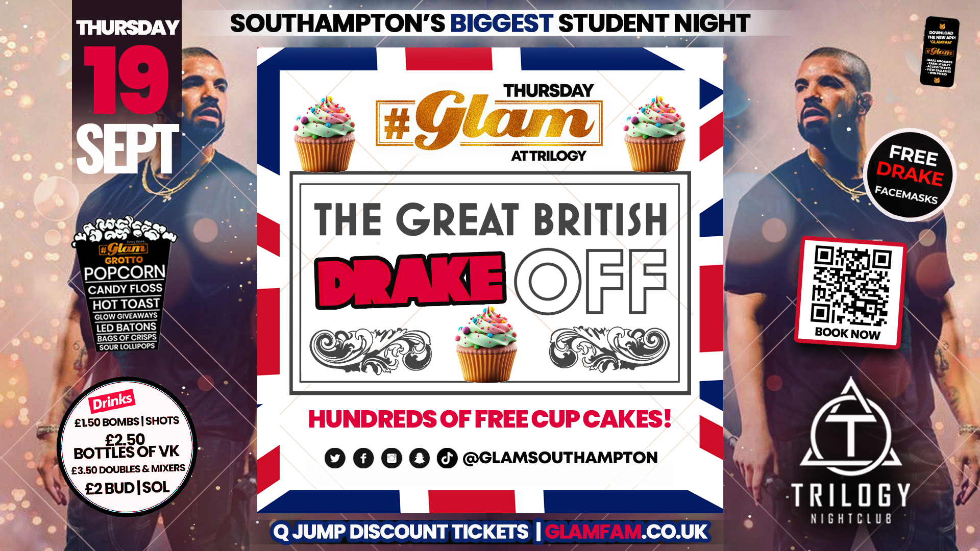 Glam – 🧁🎤 FRESHERS Great British Drake Off 🎤🧁 | Southampton’s Biggest Student Night