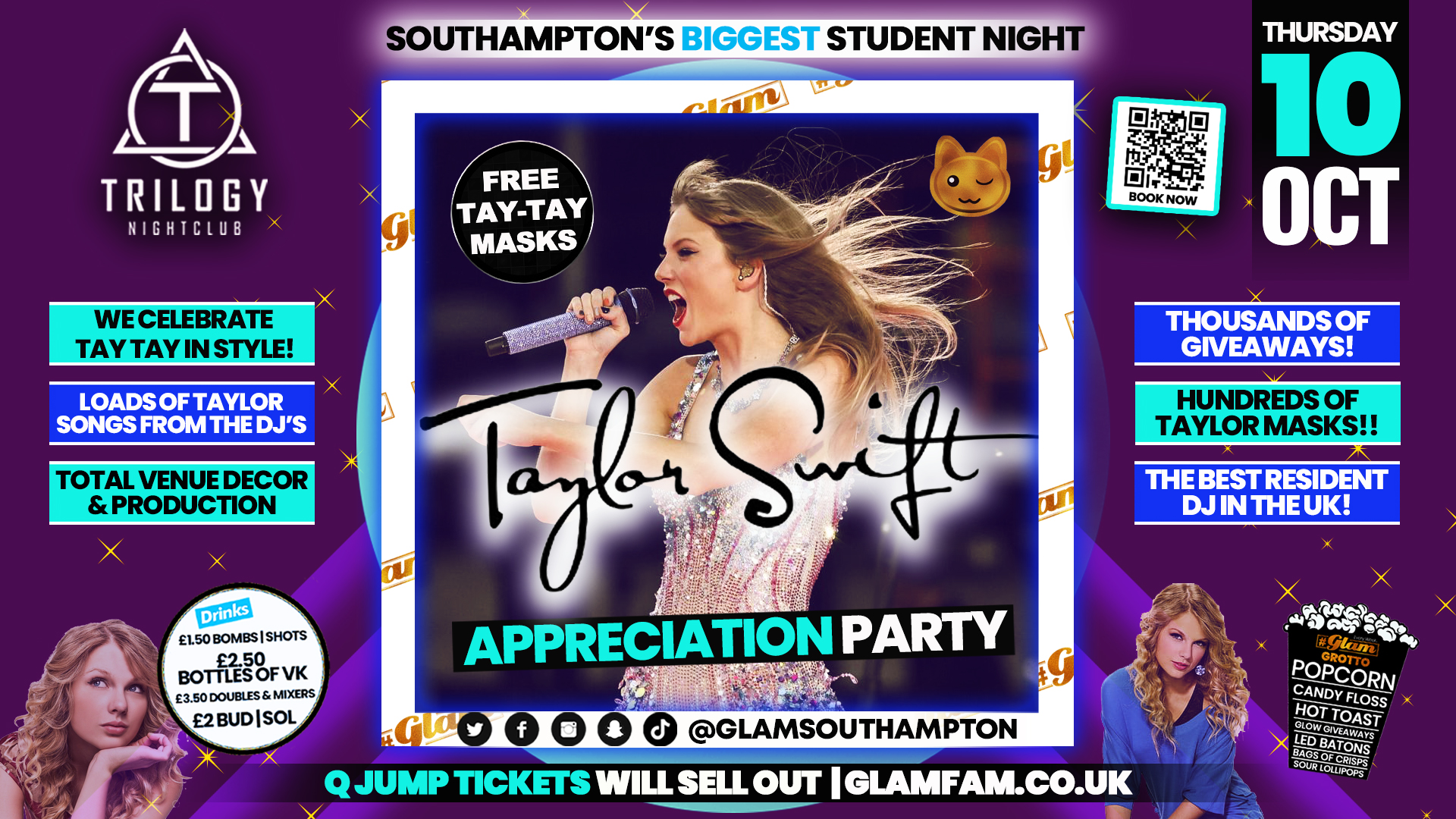 Glam -💃 TAYLOR SWIFT APPRECIATION EVENT! 🤩 | Southampton’s Biggest Student Night