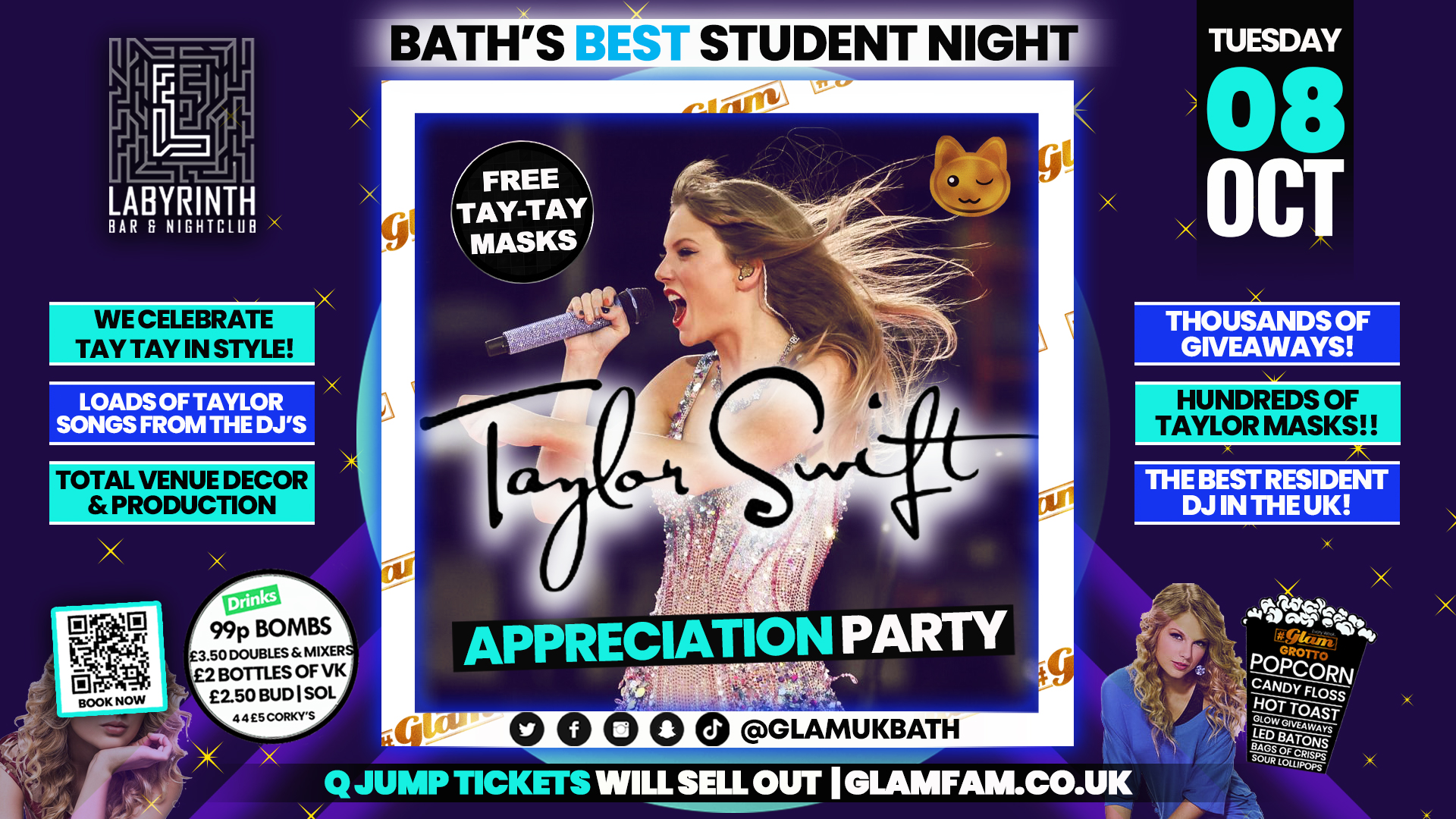 Glam – 💃 TAYLOR SWIFT APPRECIATION EVENT! 🤩 Bath’s Best Student Night | Tuesdays at Labs 😻