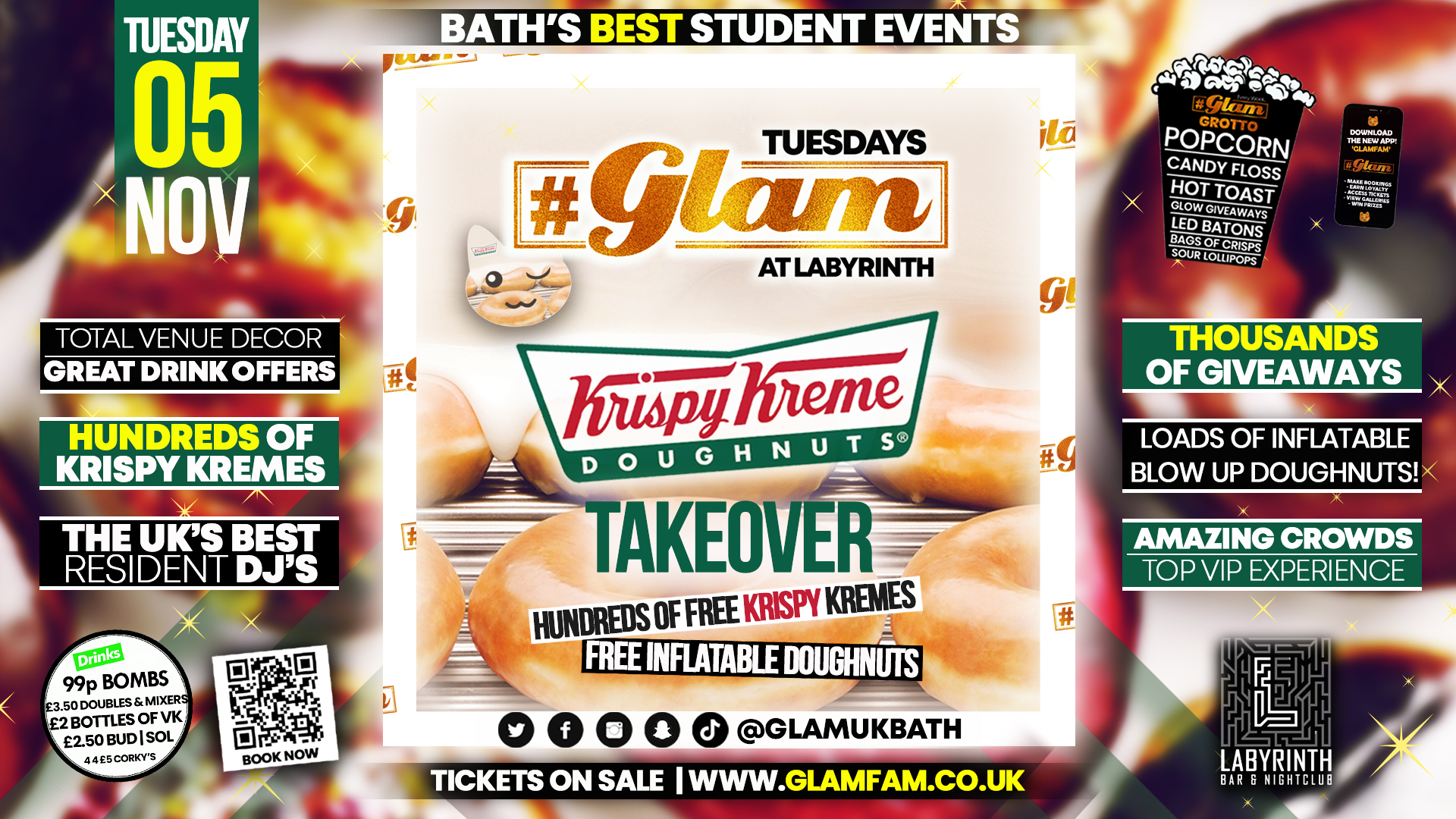 Glam – ﻿🍩 GLAM KRISPY KREME TAKEOVER! 🍩 Bath’s Best Student Night | Tuesdays at Labs 😻