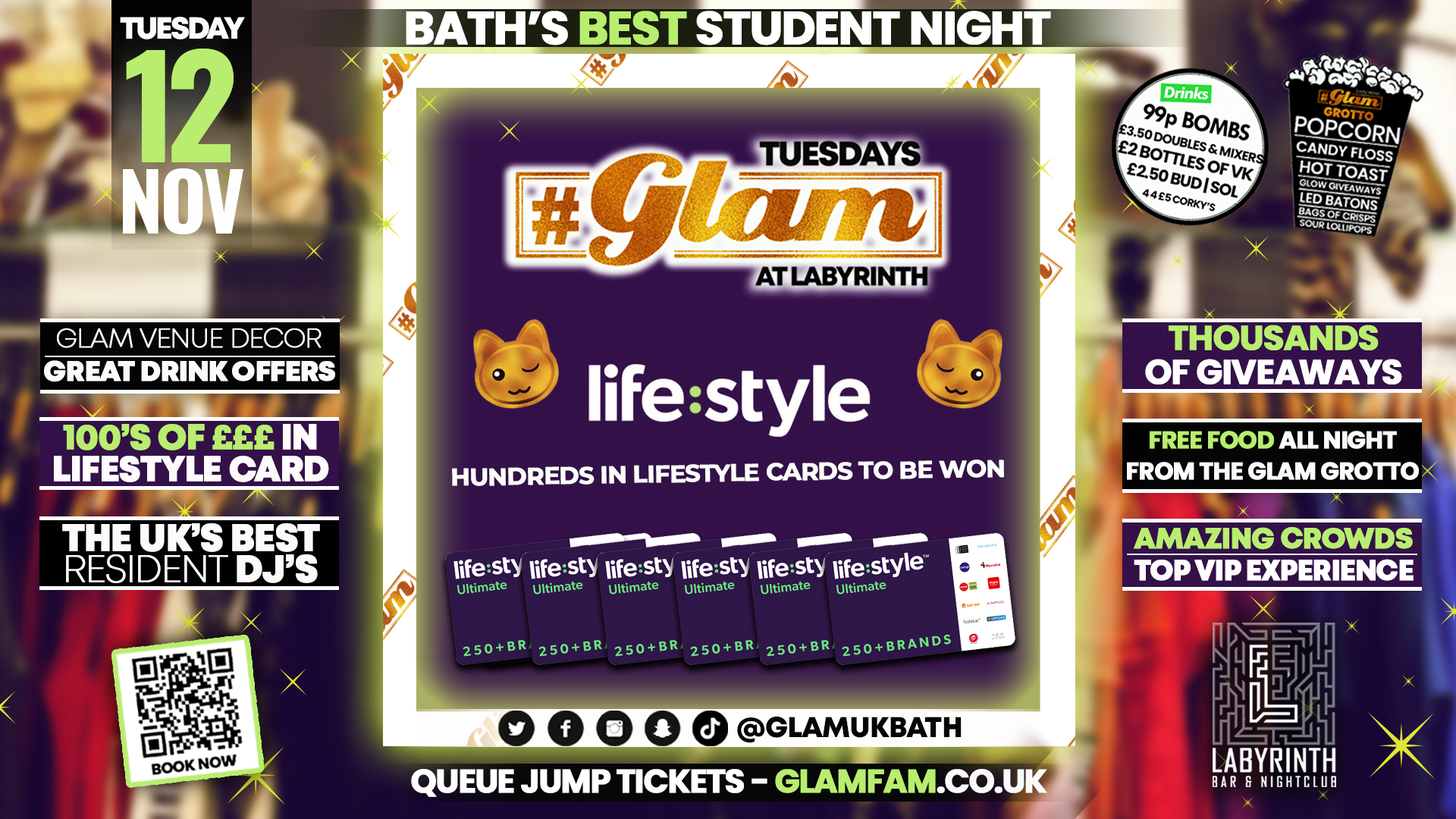 Glam – ﻿🙋🏽‍♂️ LIFESTYLE CARD GIVEAWAY! 🙋‍♀️ Bath’s Best Student Night | Tuesdays at Labs 😻