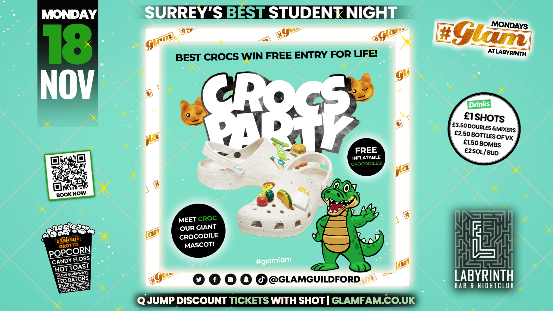 Glam – ﻿﻿🐊 GLAM CROC PARTY! 🐊 Surrey’s Wildest Student Events! Mondays at Labs 😻