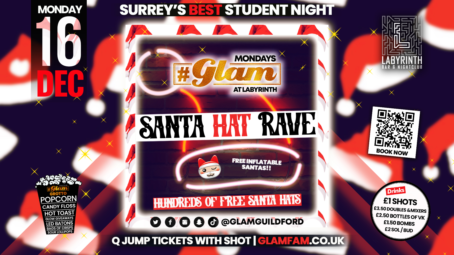 Glam – ﻿﻿﻿﻿🎅 SANTA HAT RAVE! 🧑🏾‍🎄 Surrey’s Wildest Student Events! Mondays at Labs 😻