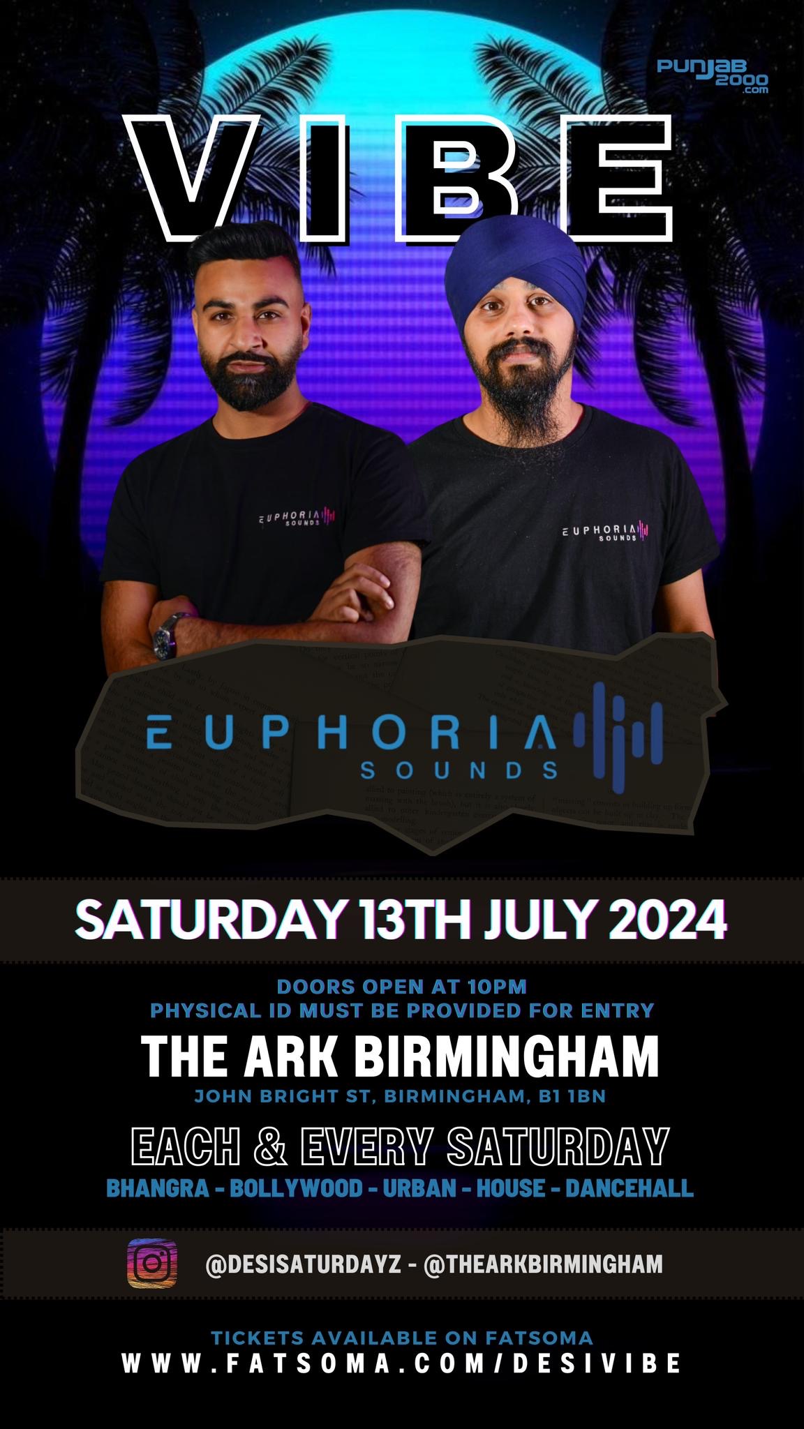 EUPHORIA SOUNDS LIVE at The ARK Birmingham, Birmingham on 13th Jul ...