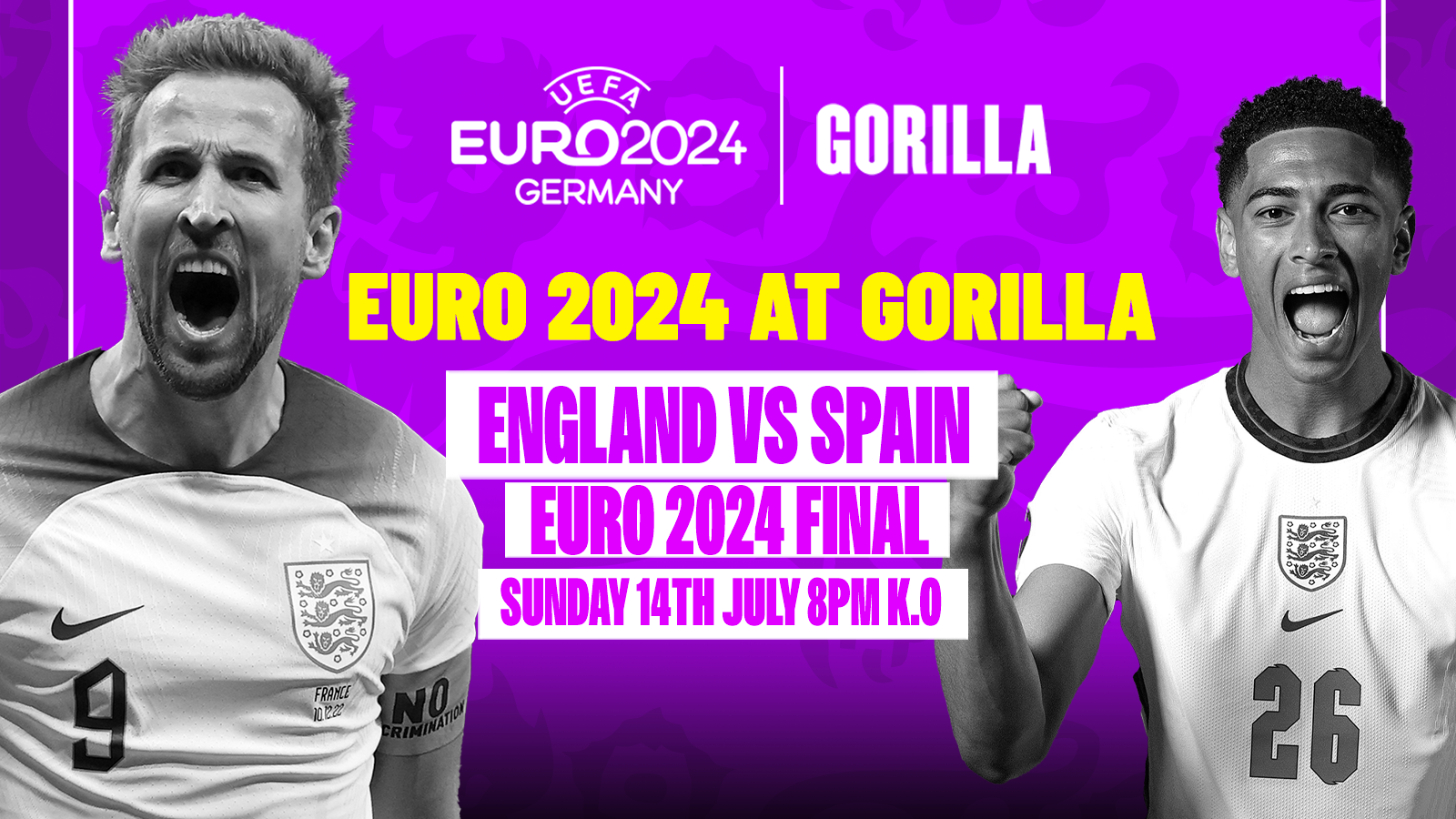 England vs Spain Euro 2024 Final | LIVE at Gorilla – FREE tickets