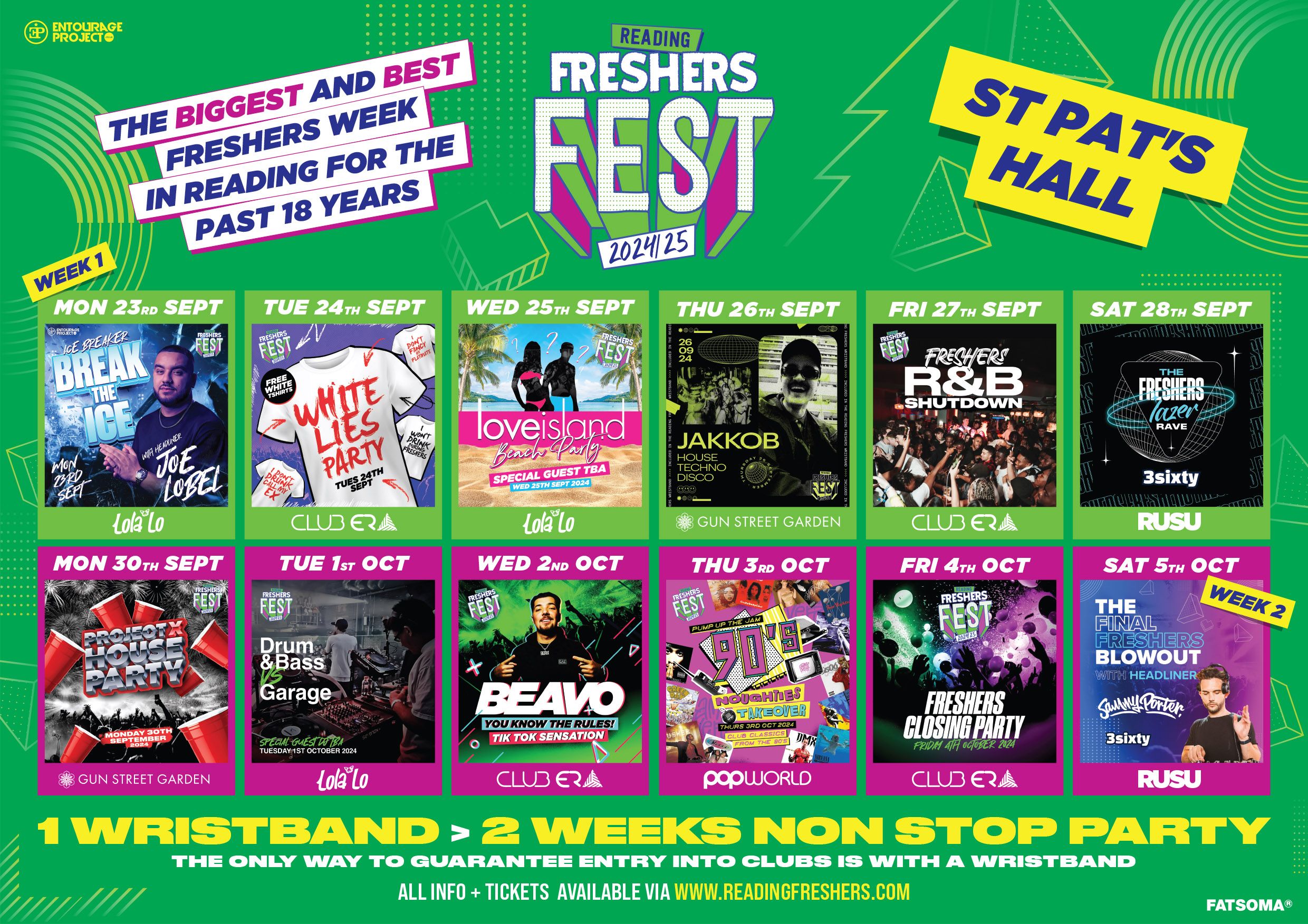 St Pat’s Halls Reading Freshers Fest 24/25 🎪  FINAL 50 WRISTBANDS