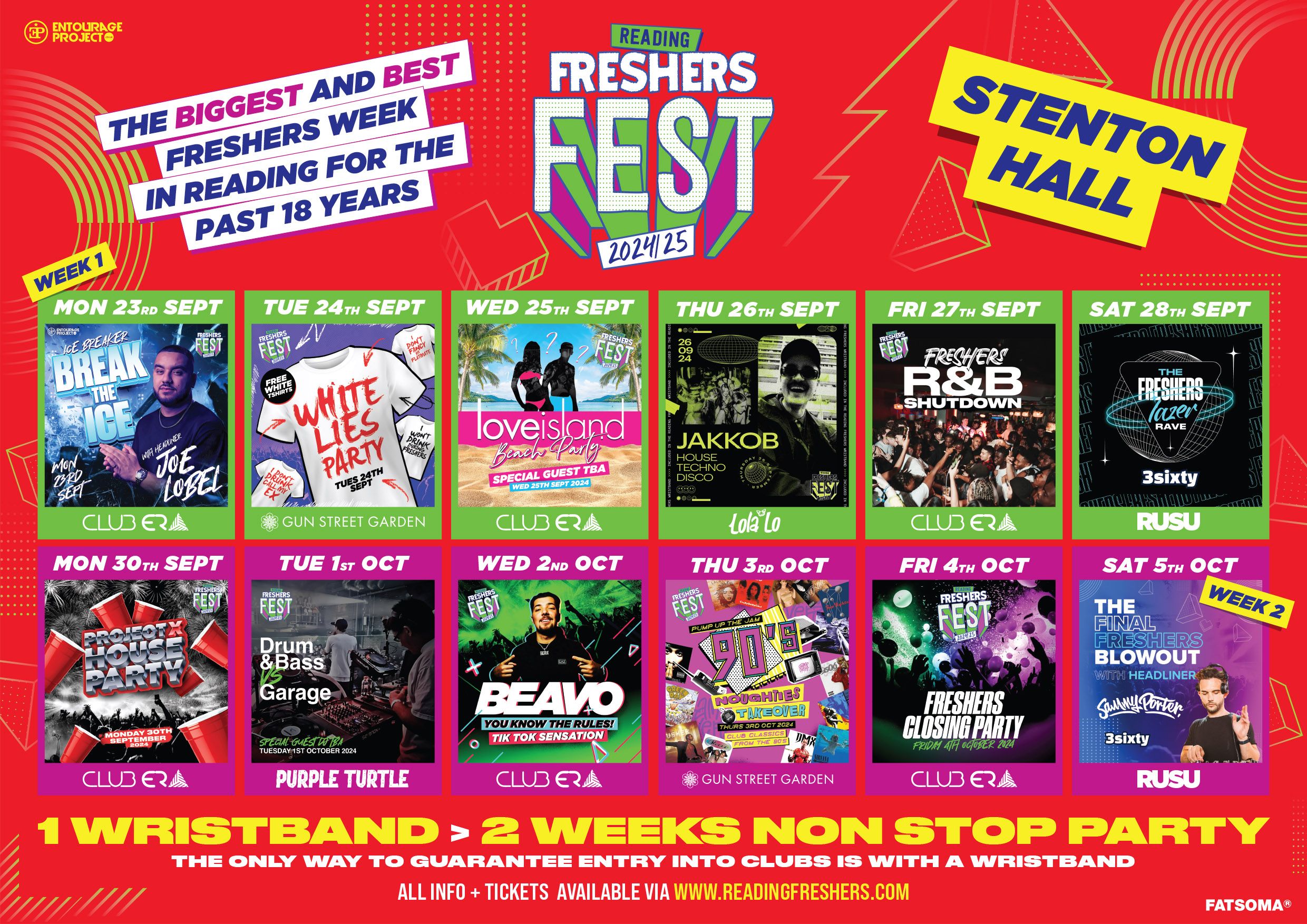 Stenton Halls Reading Freshers Fest 24/25 🎪  FINAL 50 WRISTBANDS