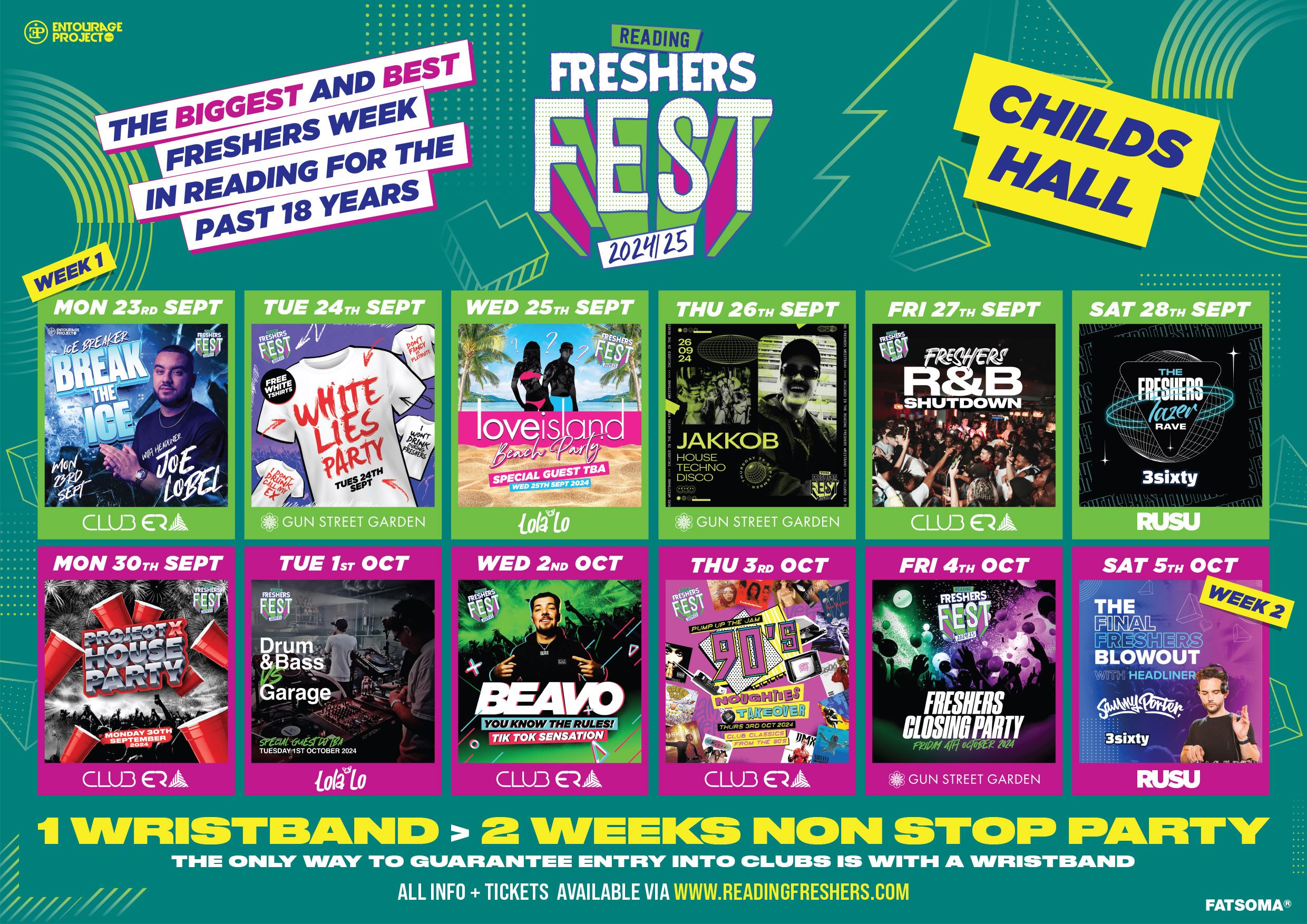 Childs Halls Reading Freshers Fest 24/25 🎪  (FINAL 50 WRISTBANDS)