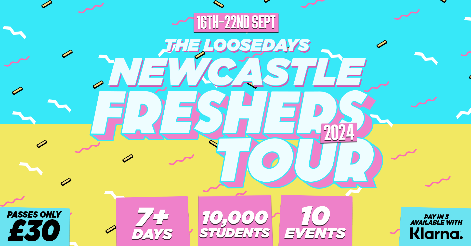 THE LOOSEDAYS NEWCASTLE FRESHERS TOUR – £3.50 PER EVENT 🪩⚡️ 7+ DAYS – 10 EVENTS // INCLUDES TROPILOCO, WAREHOUSE RAVE, FRESHERS CARNIVAL + ABBA! +MORE