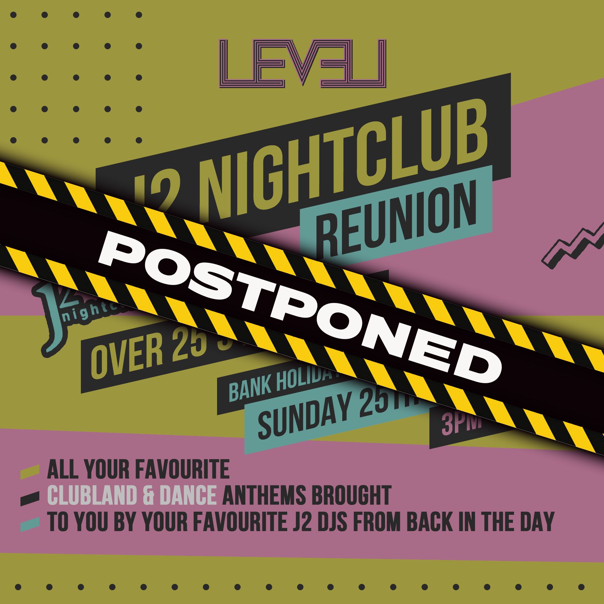 DAY RAVE – J2 Reunion – Over 25’s – Bank Holiday Sunday