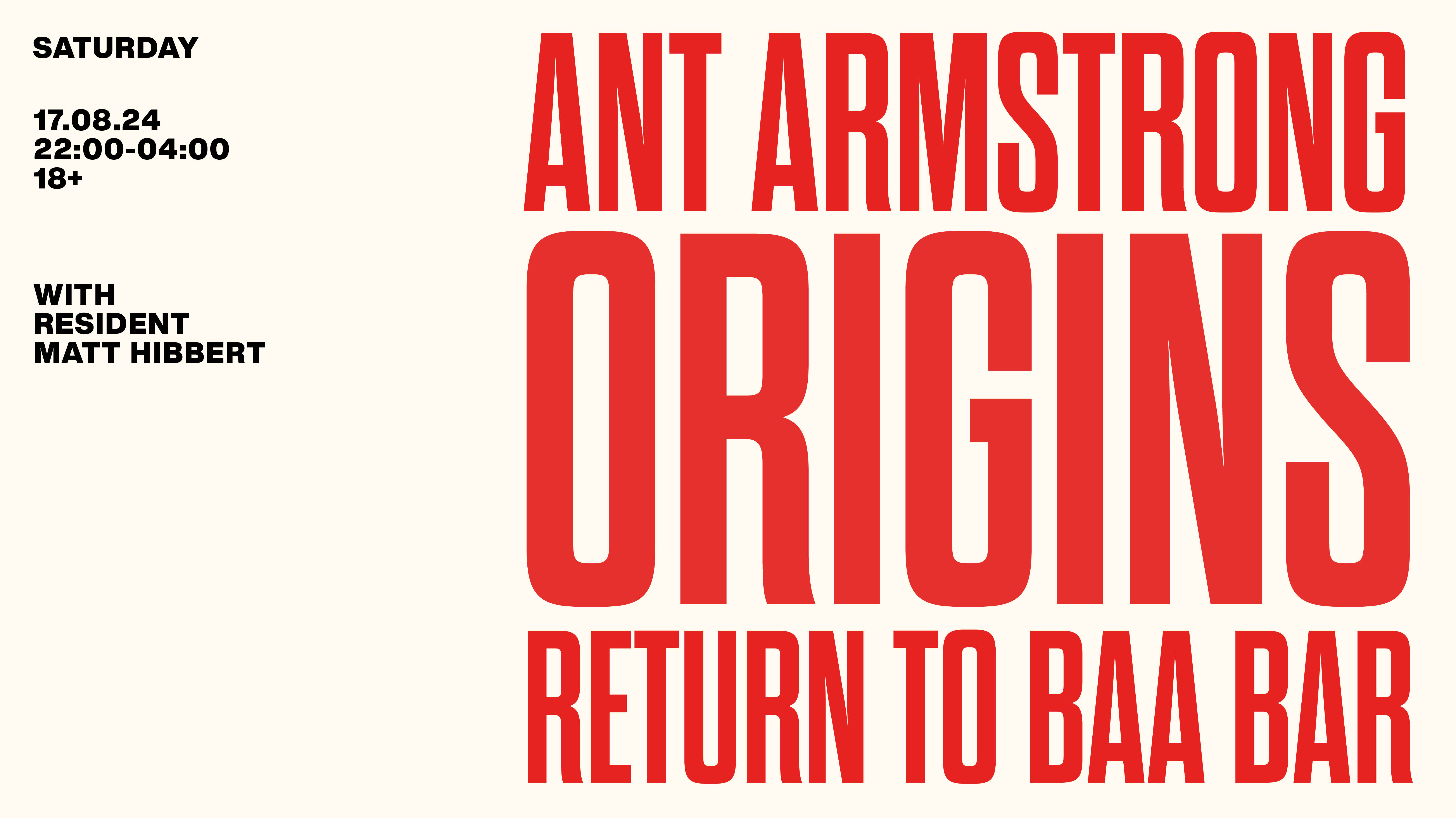 Baa Bar Presents: Origins (With Guest Ant Armstrong)