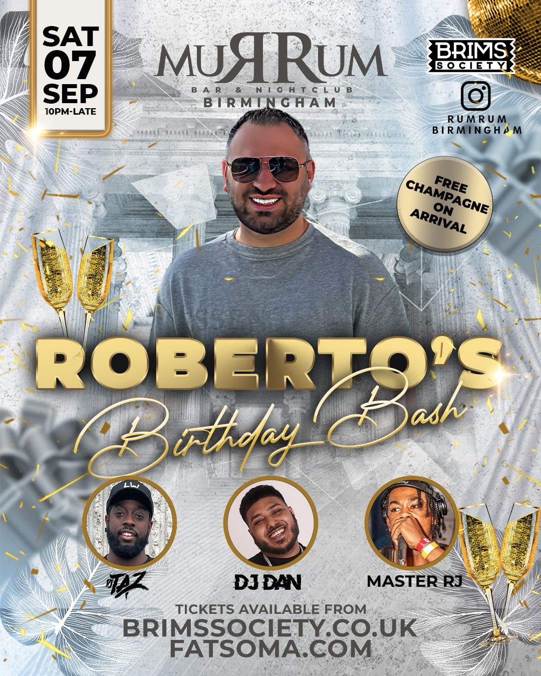 YOU ARE INVITED TO ROBERTO’S BIRTHDAY BASH🎉 – (FREE CHAMPAGNE) DJS TAZ , DJ DAN , DJ RJ 😱🔥 This Saturday