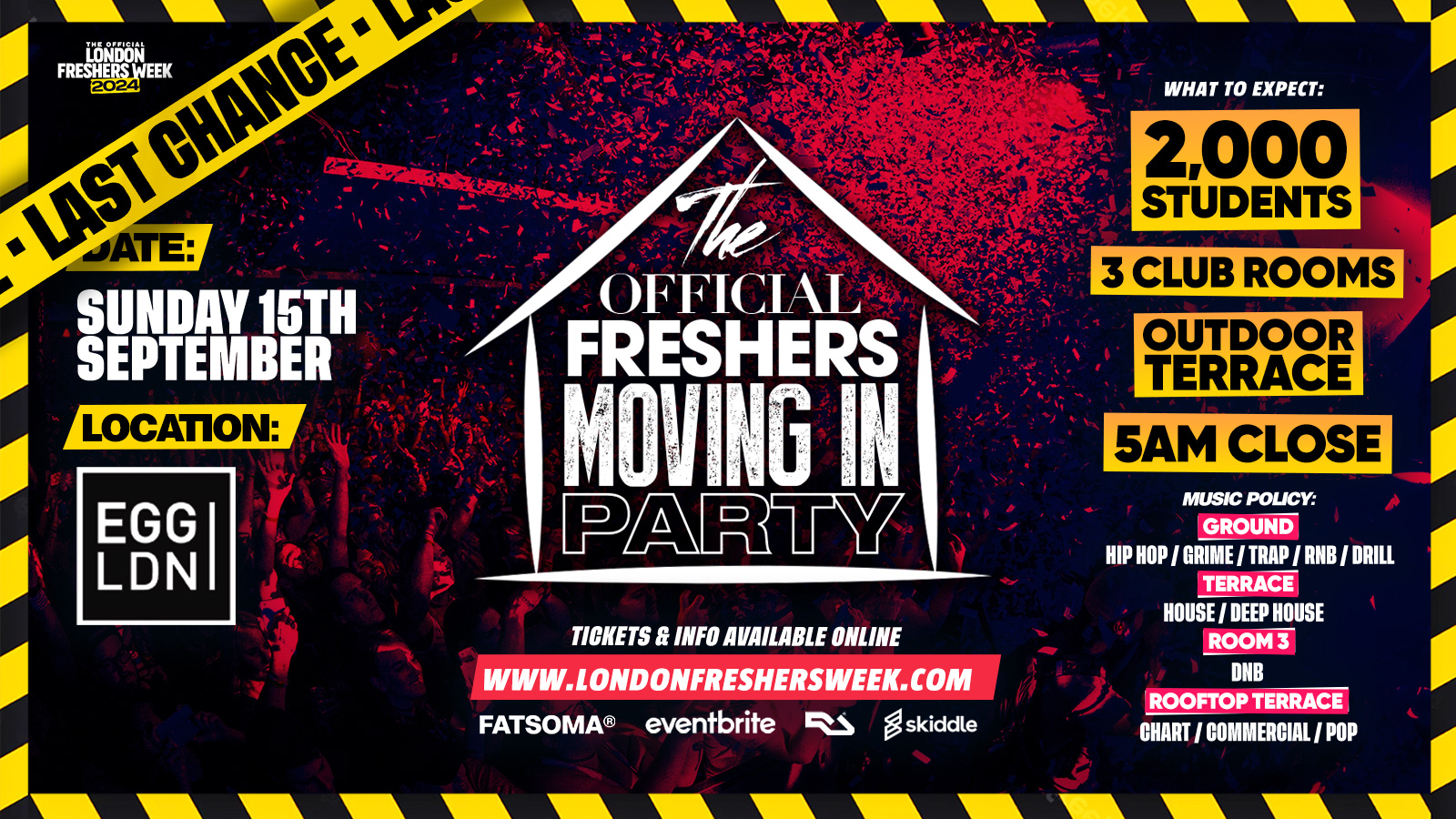 [SOLD OUT ⚠️] – The Official London Freshers Moving In Party @ Egg London – London Freshers Week 2024 – [WEEK 1]