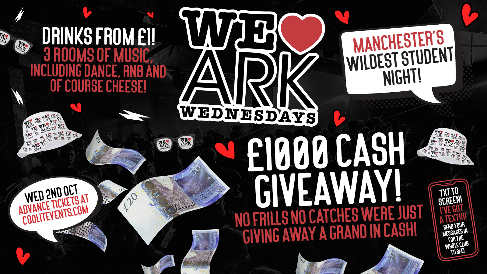 WE ❤️ WEDNESDAYS : £1000 CASH GIVEAWAY ❣️﻿£2.50 DOUBLES before midnight!