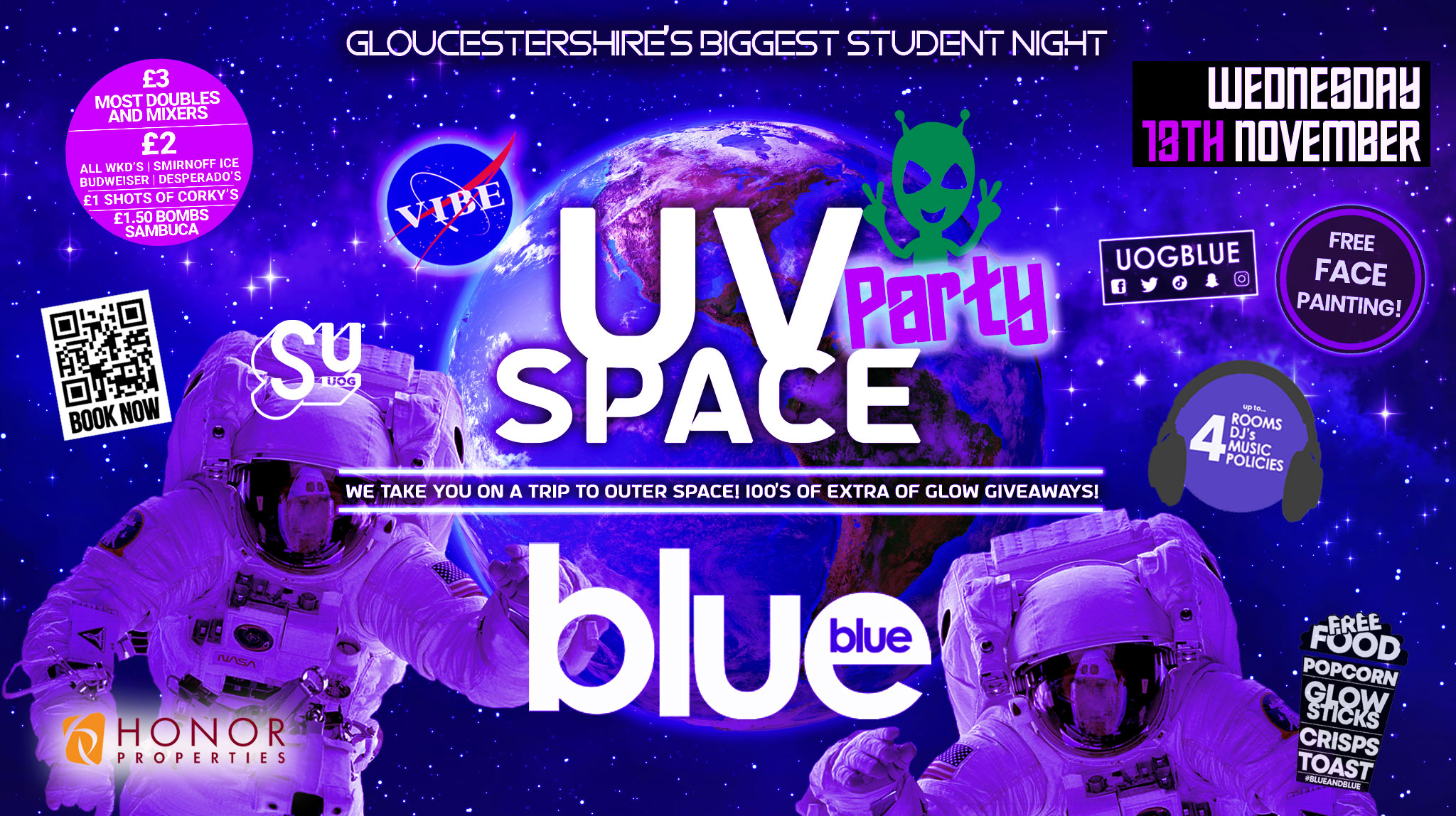 Blue and Blue 🧑🏿‍🚀🧑‍🚀UV SPACE PARTY!! 🧑‍🚀🧑🏿‍🚀💙 Gloucestershire’s Biggest Student Night 💙