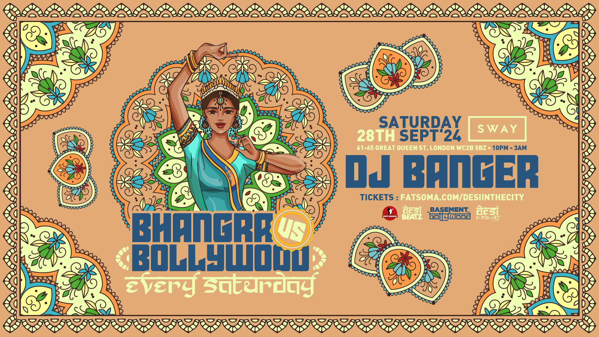 TONIGHT! BHANGRA vs BOLLYWOOD! 28.09.24. Every Sat! SWAY BAR