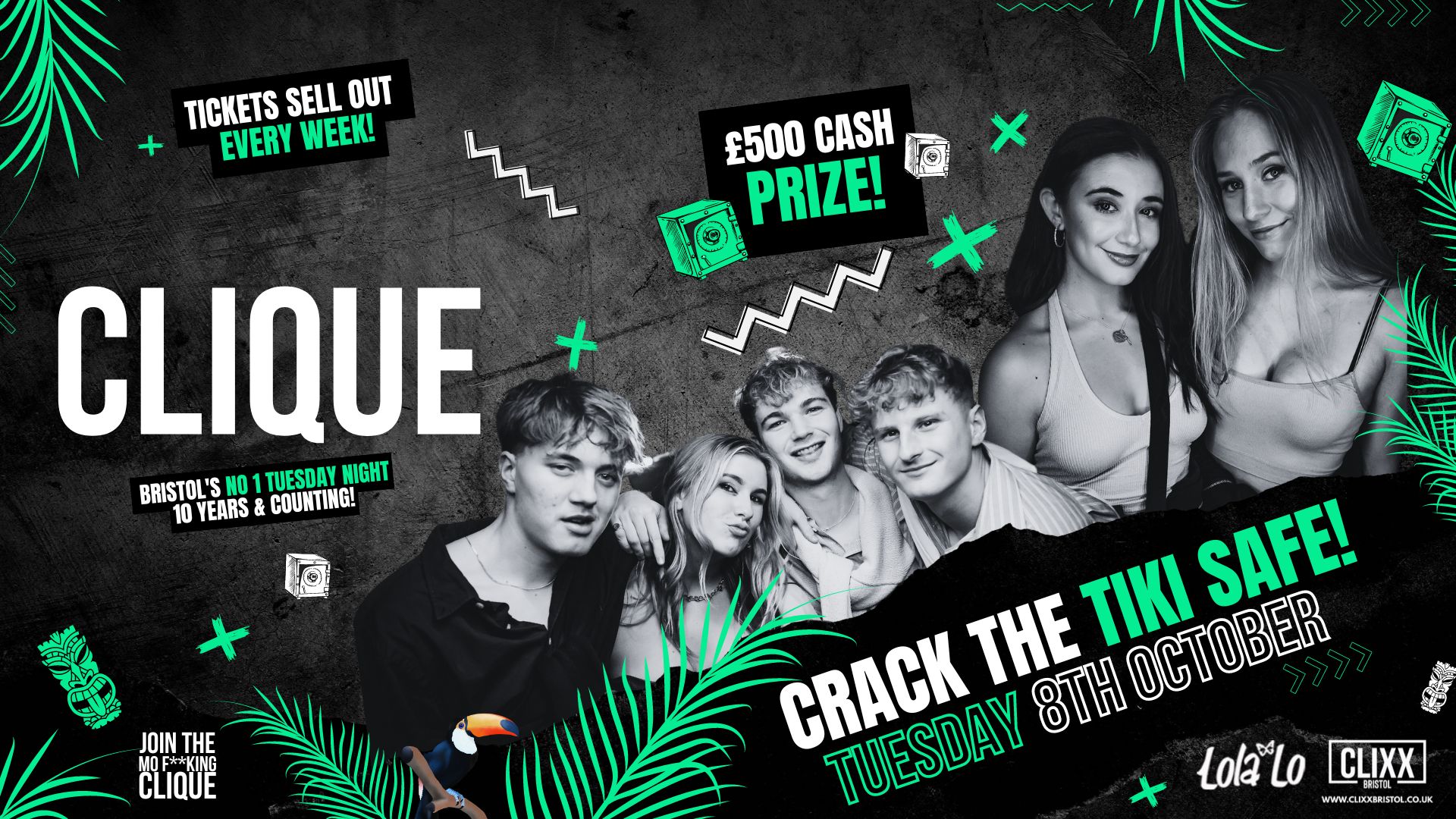 CLIQUE | Crack The Tiki Safe – £500 Cash Prize🔥  Join The Mo F**king Clique