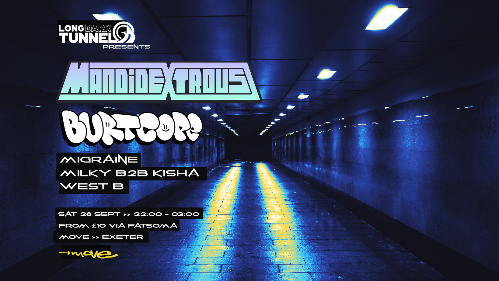 MANDIDEXTROUS – BURT COPE – Long Dark Tunnel – Sat 28 Sept – Move – Exeter Quay