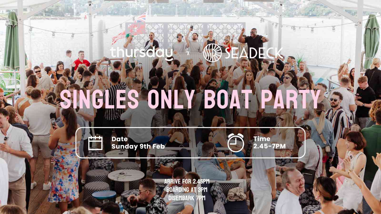 Sunday | 🛥 Singles Boat Party | Seadeck